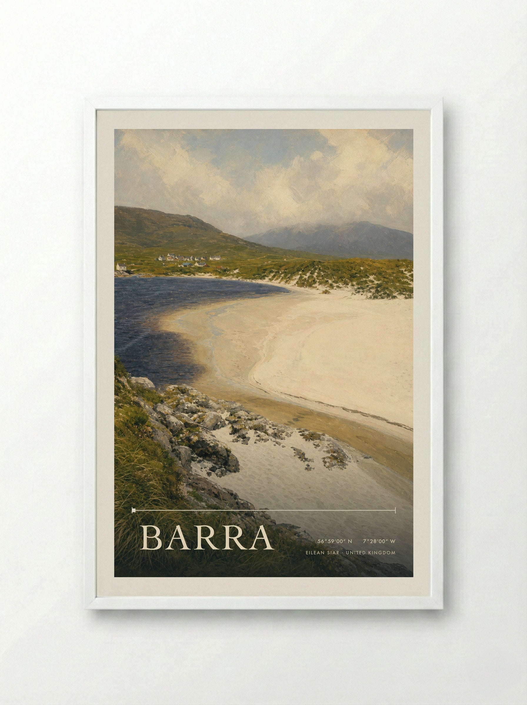 Barra Eilean Siar United Kingdom Travel Poster - Framed Print White