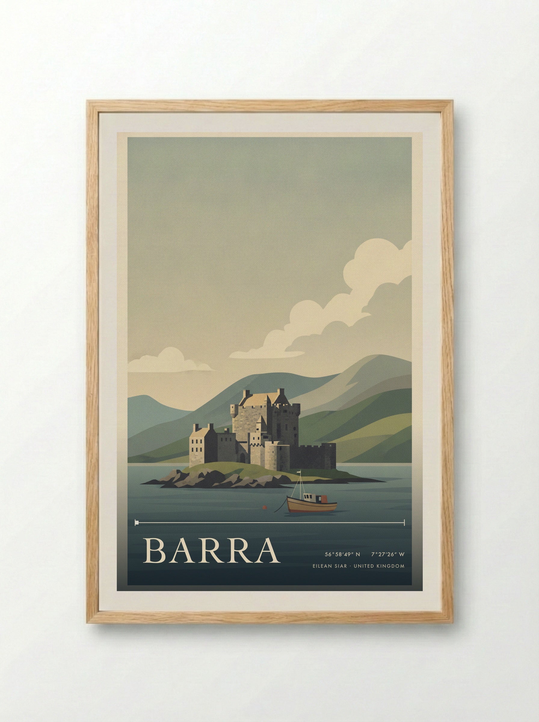 Barra Eilean Siar United Kingdom Travel Poster - Framed Print Wood