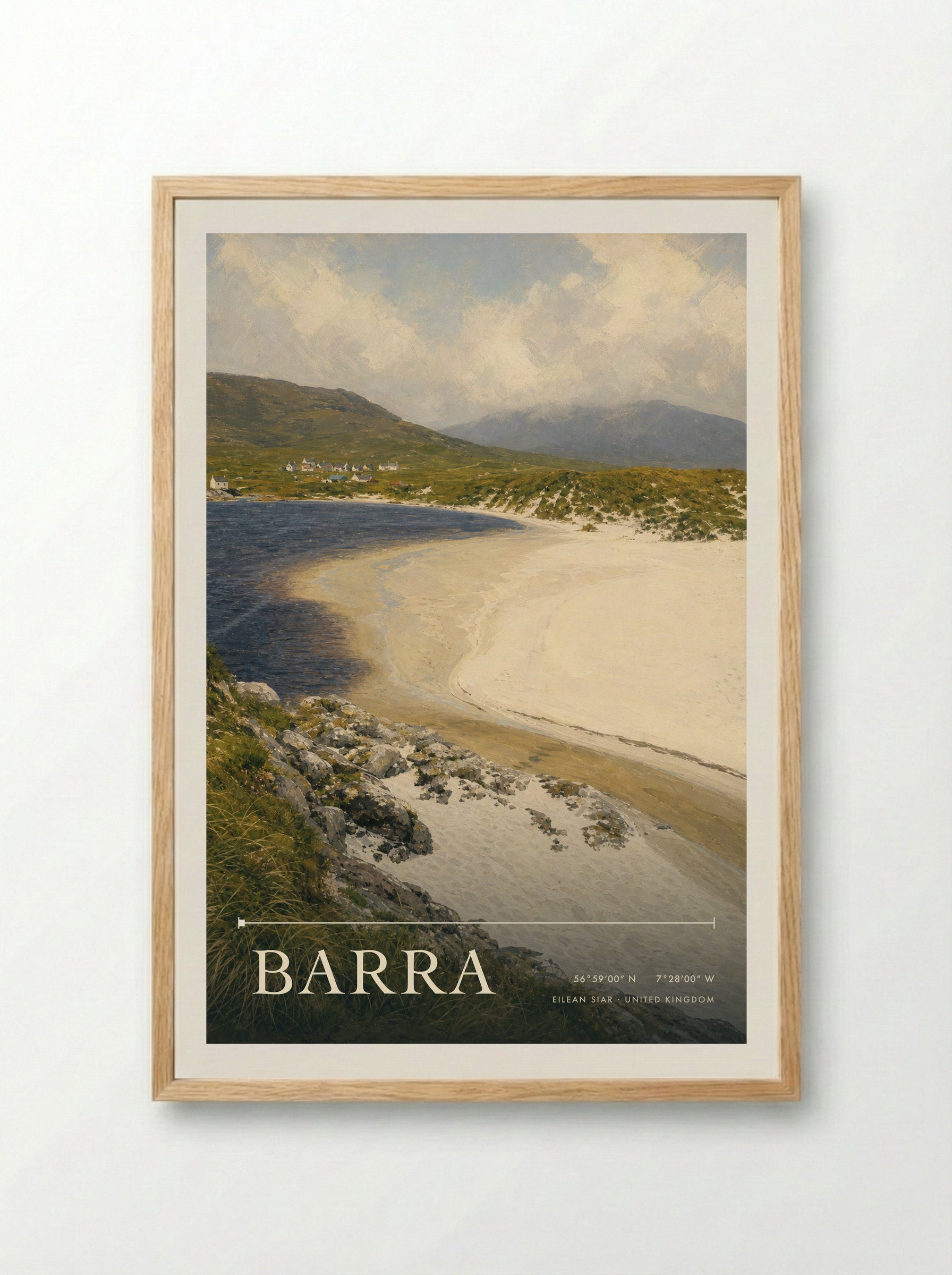 Barra Eilean Siar United Kingdom Travel Poster - Framed Print Wood