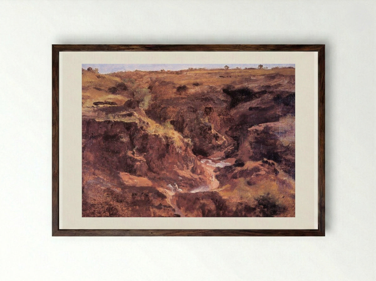 Barranca del Agua Santa - José María Velasco - Framed Print Dark Wood