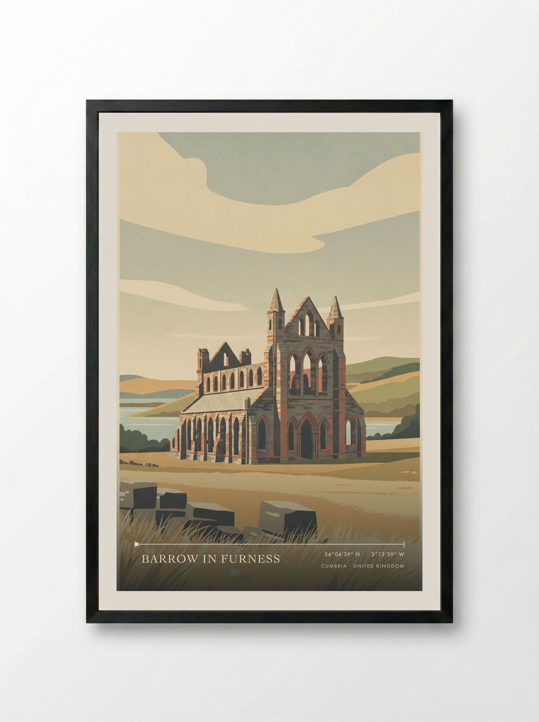 Barrow in Furness Cumbria United Kingdom Travel Poster - Framed Print Black