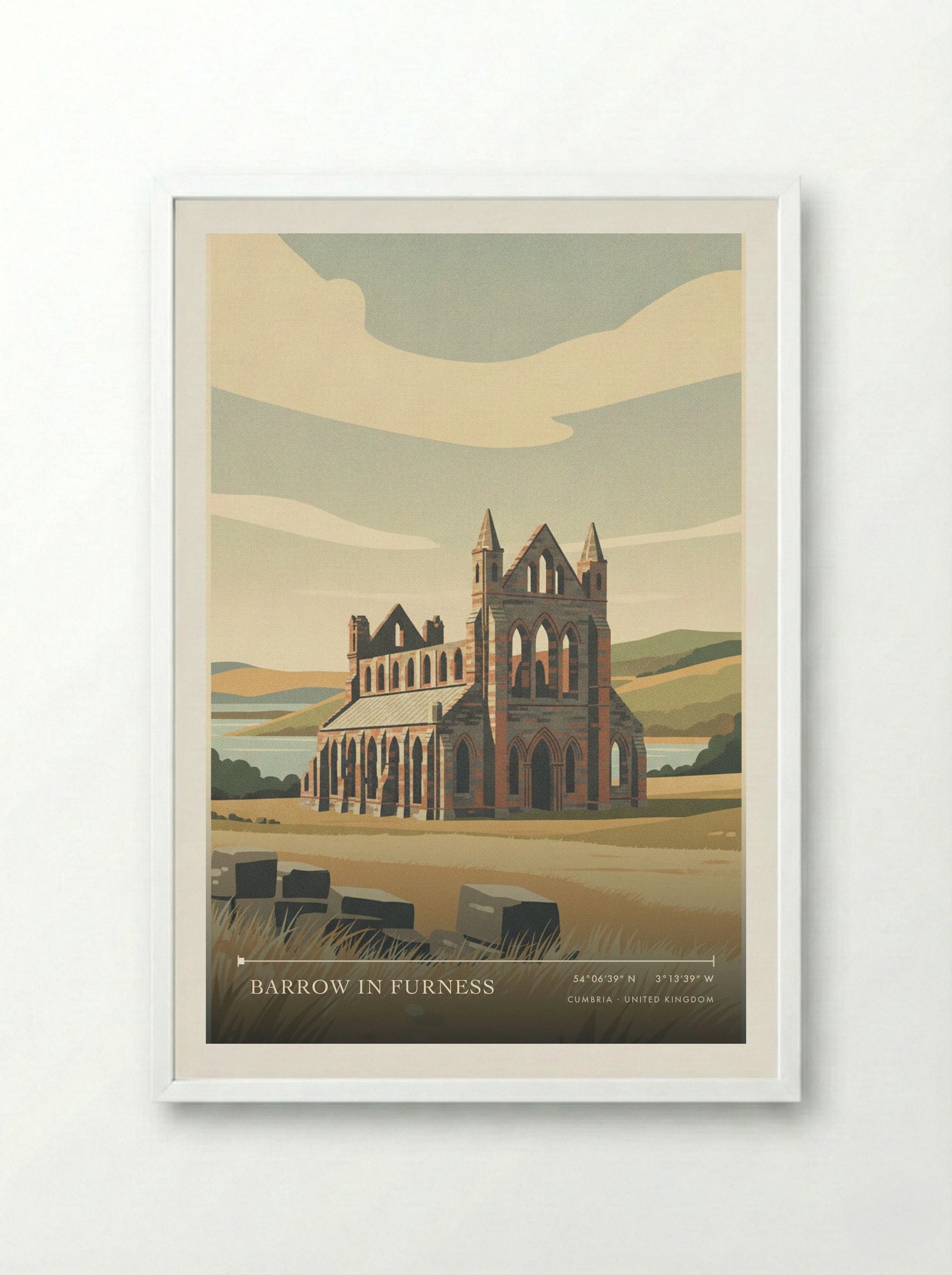 Barrow in Furness Cumbria United Kingdom Travel Poster - Framed Print White