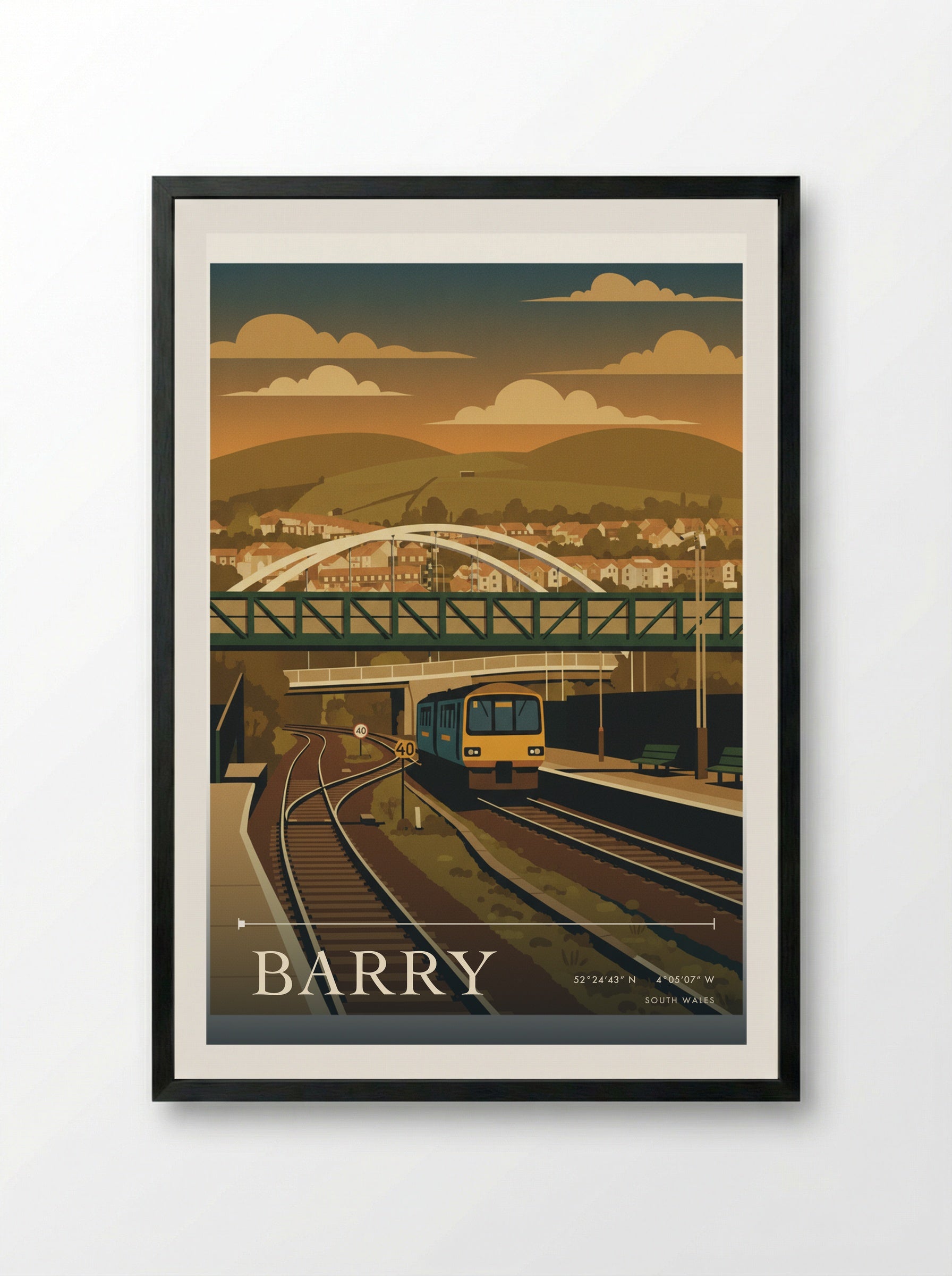 Barry South Wales Wales Travel Poster - Framed Print Black