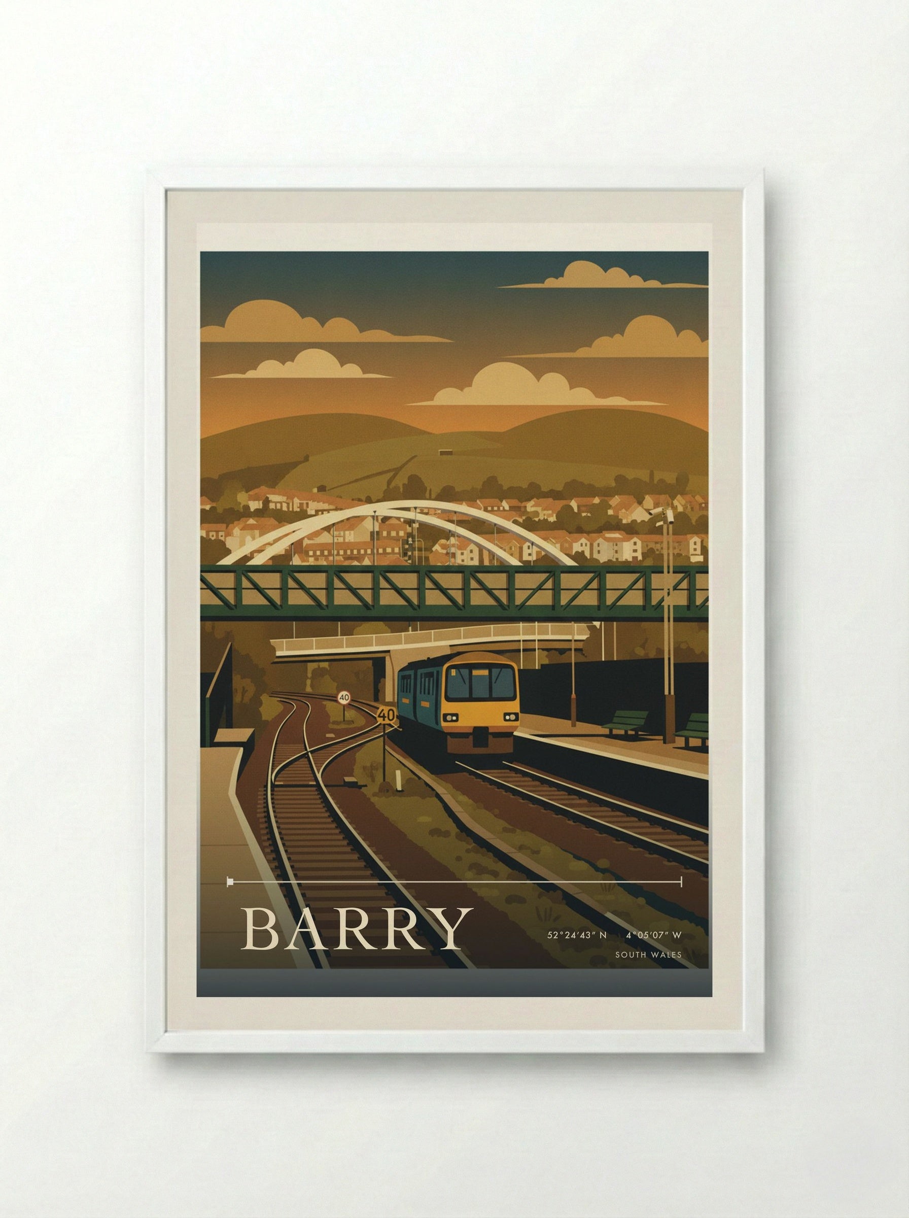 Barry South Wales Wales Travel Poster - Framed Print White