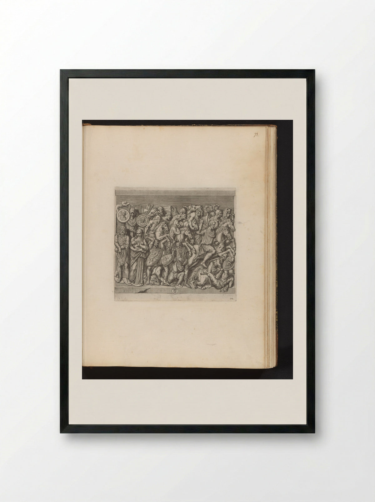 Bas-reliëf met voorstelling van de jacht - Johann Friedrich Greuter - Framed Print Black