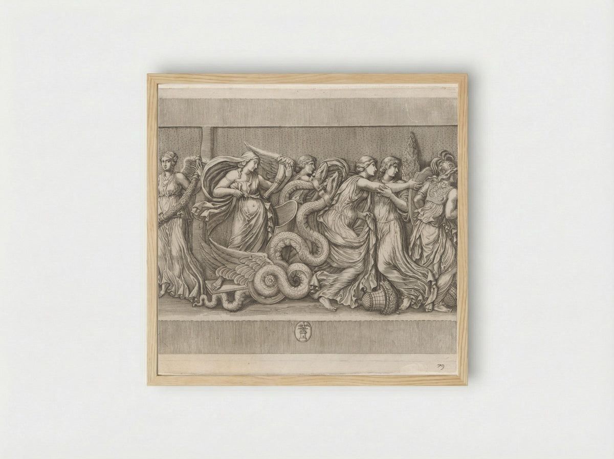 Bas-relief with Ceres on her Chariot - Matthäus Greuter - Framed Print Wood