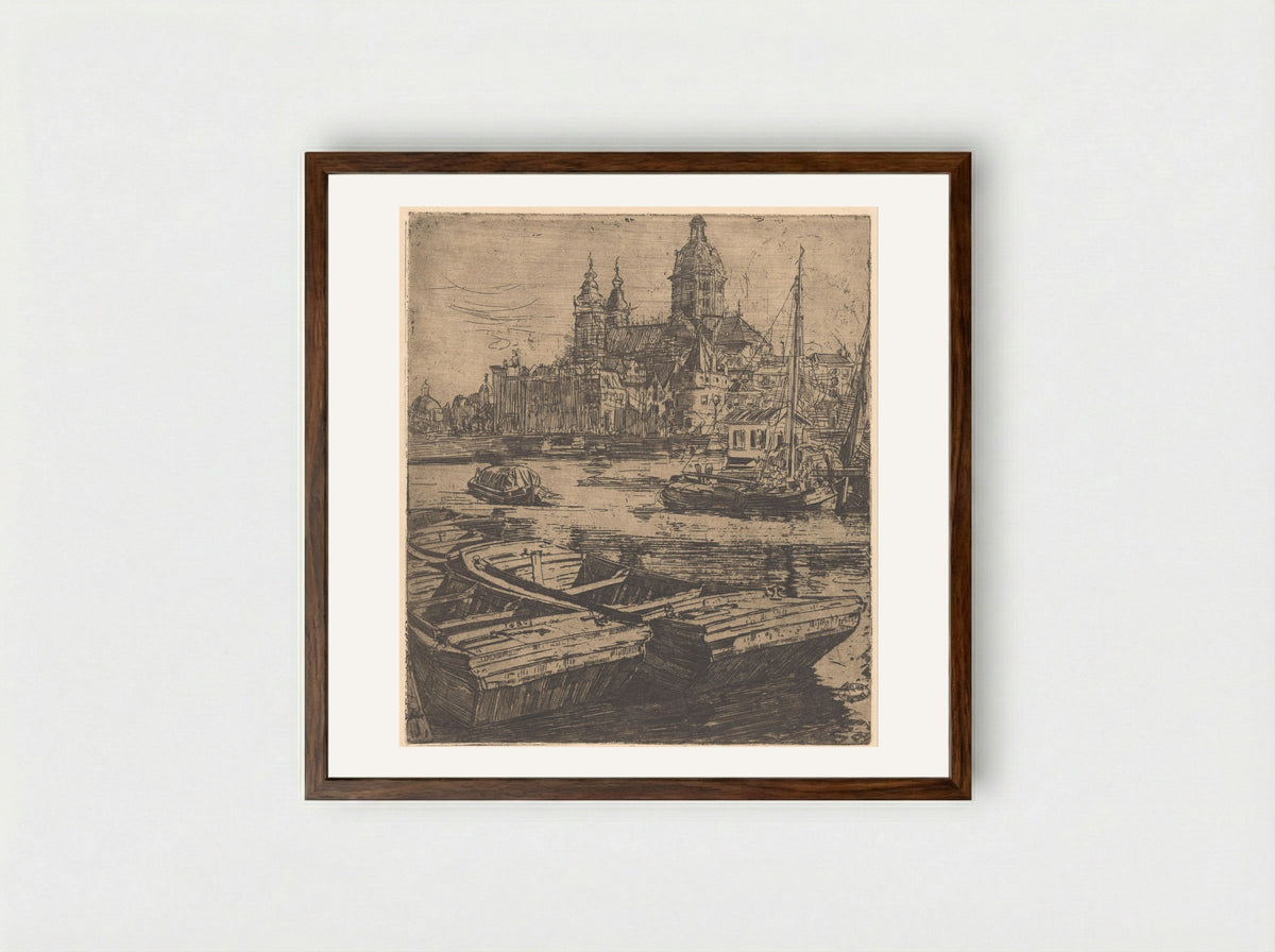 Basiliek van de Heilige Nicolaas in Amsterdam - Pieter Dupont - Framed Print Dark Wood