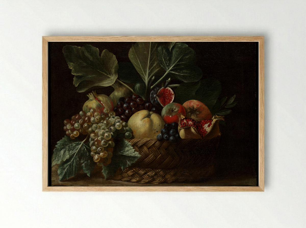 Basket of Fruit - Bartolomeo Cavarozzi - Framed Print Wood