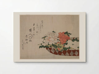 Basket of Peonies - Katsushika Hokusai