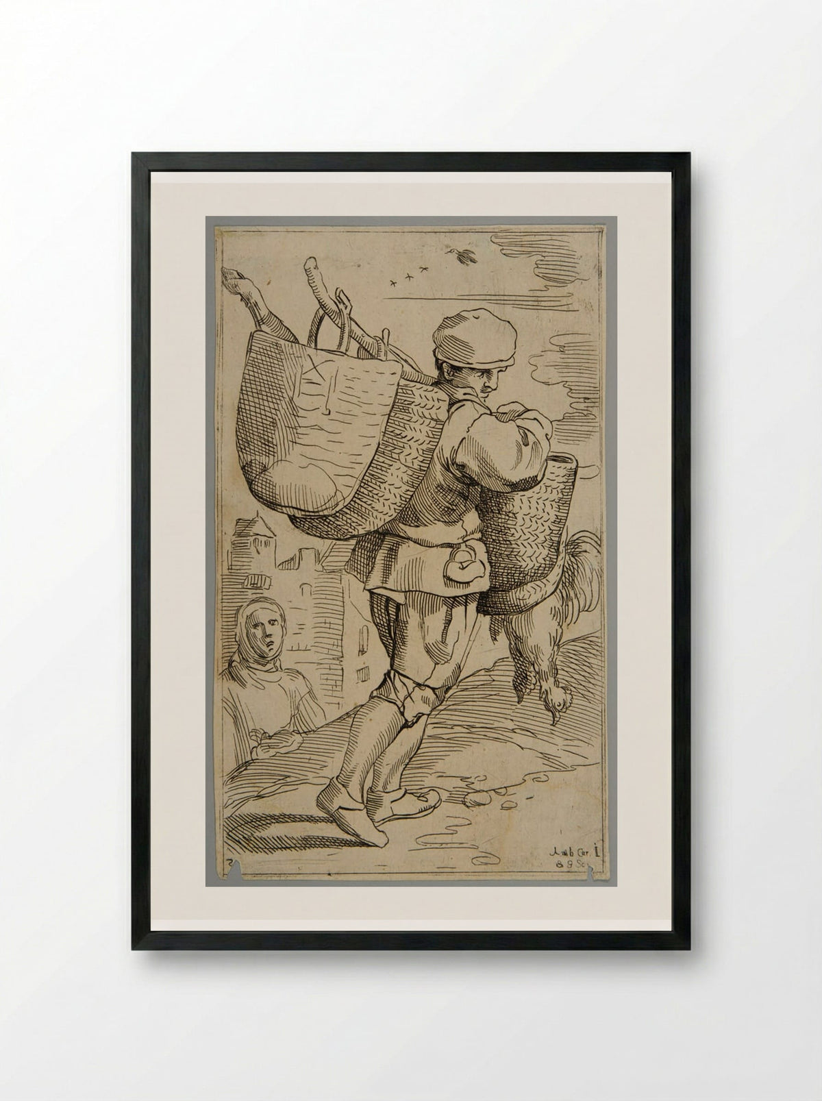 Baskets for Sale!, plate 22 - Simon Guillain - Framed Print Black