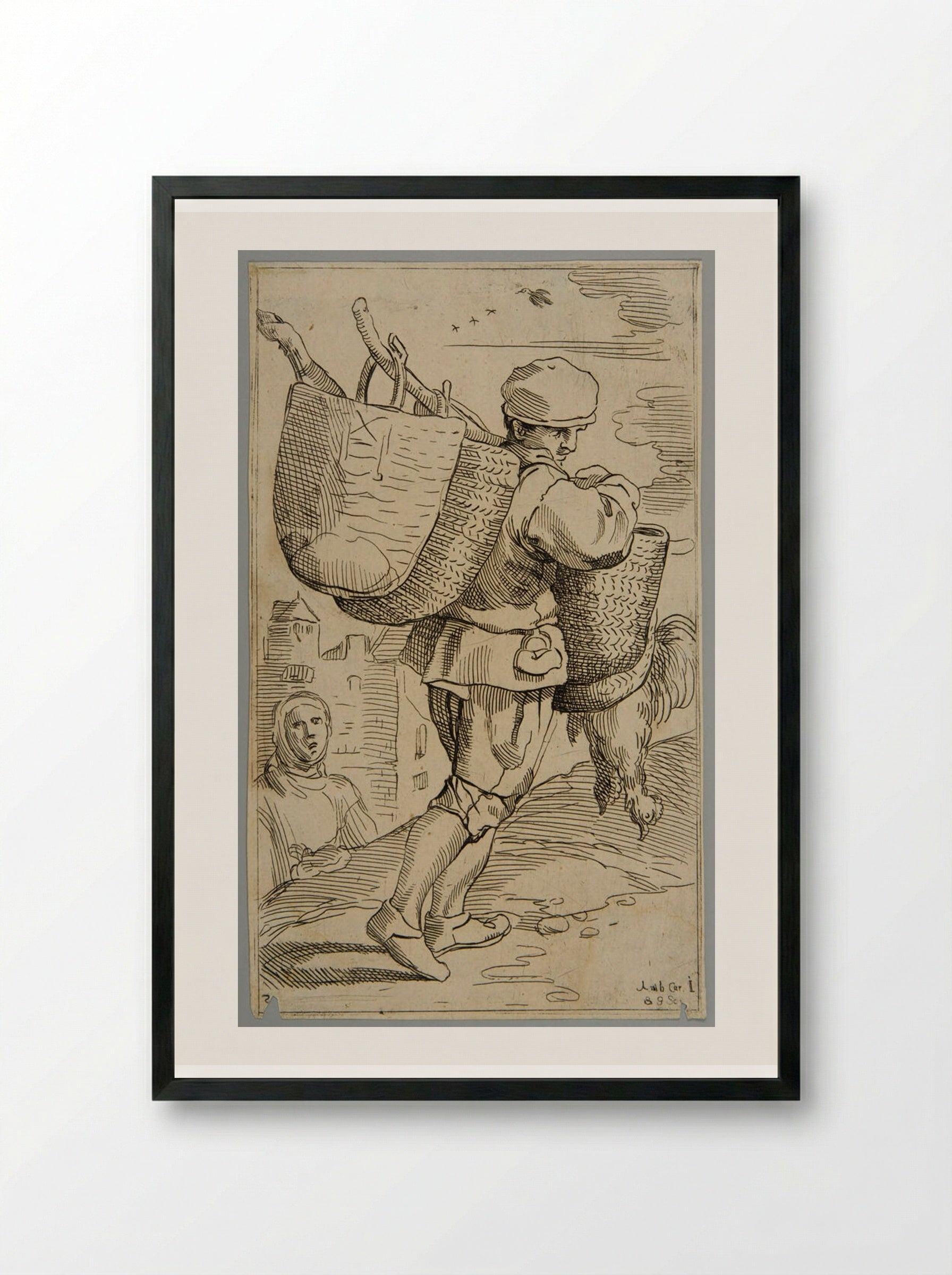Baskets for Sale!, plate 22 - Simon Guillain - Framed Print Black