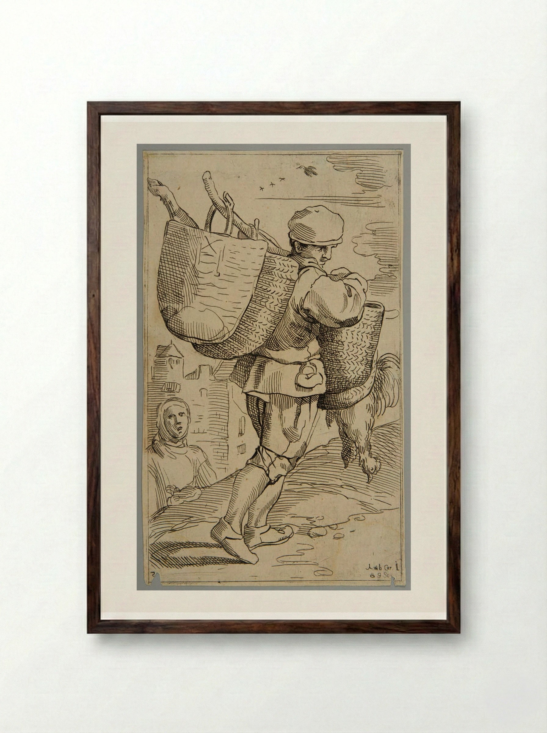 Baskets for Sale!, plate 22 - Simon Guillain - Framed Print Dark Wood