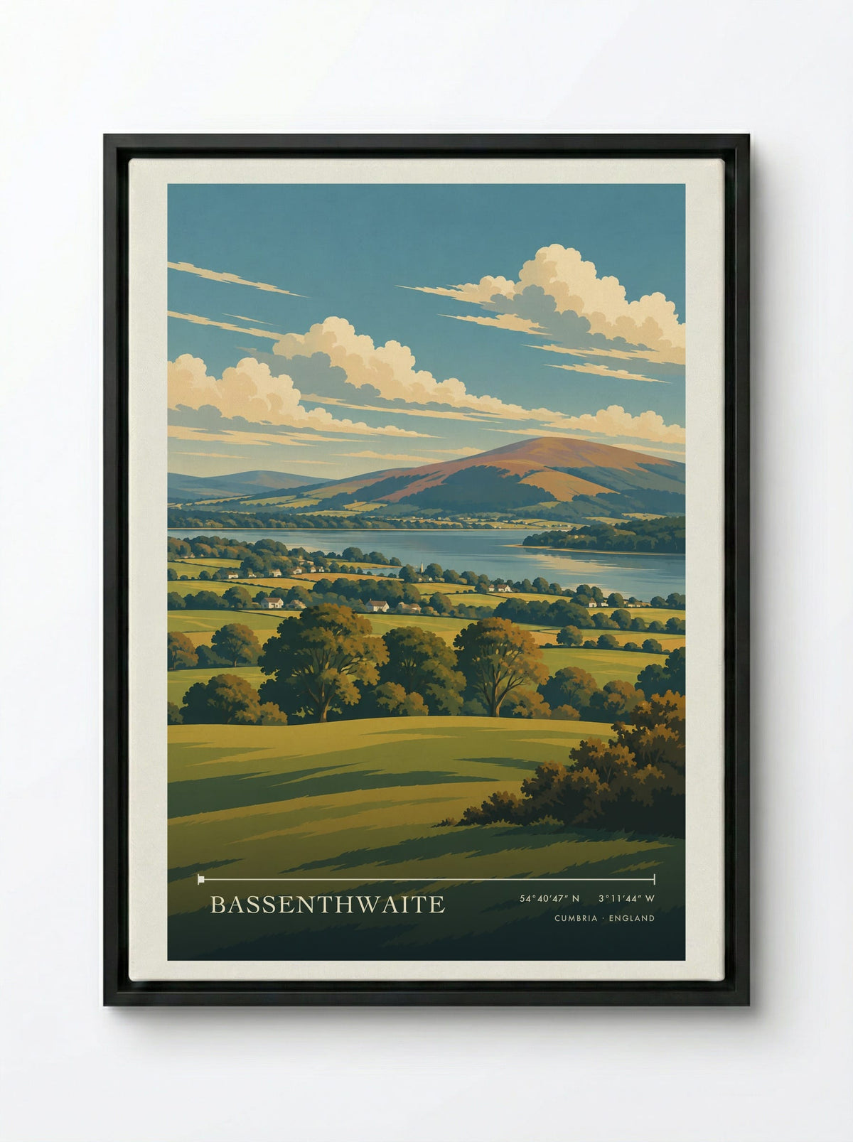 Bassenthwaite, Cumbria | Travel Poster - Framed Canvas Black