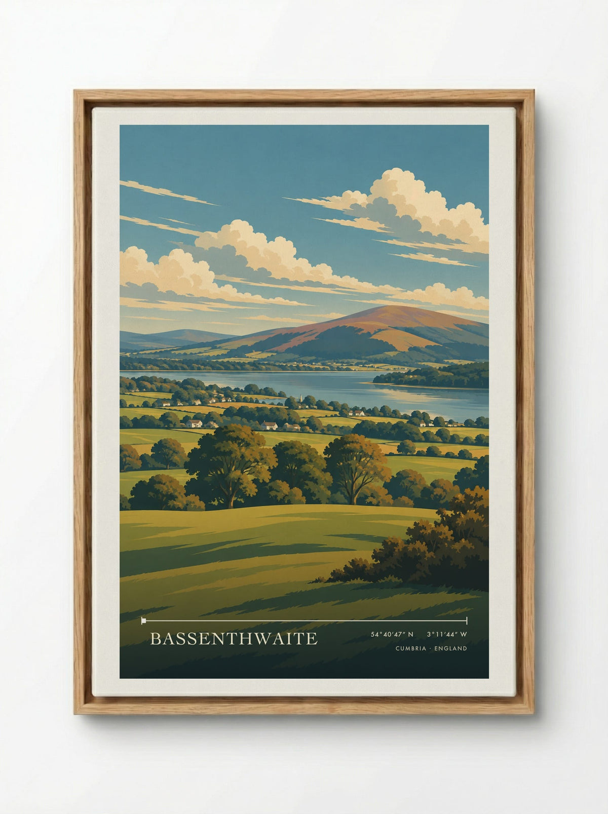 Bassenthwaite, Cumbria | Travel Poster - Framed Canvas Wood