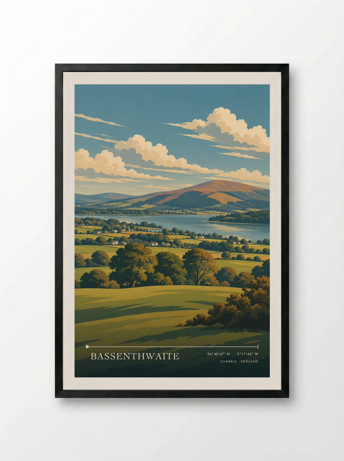 Bassenthwaite, Cumbria | Travel Poster - Framed Print Black