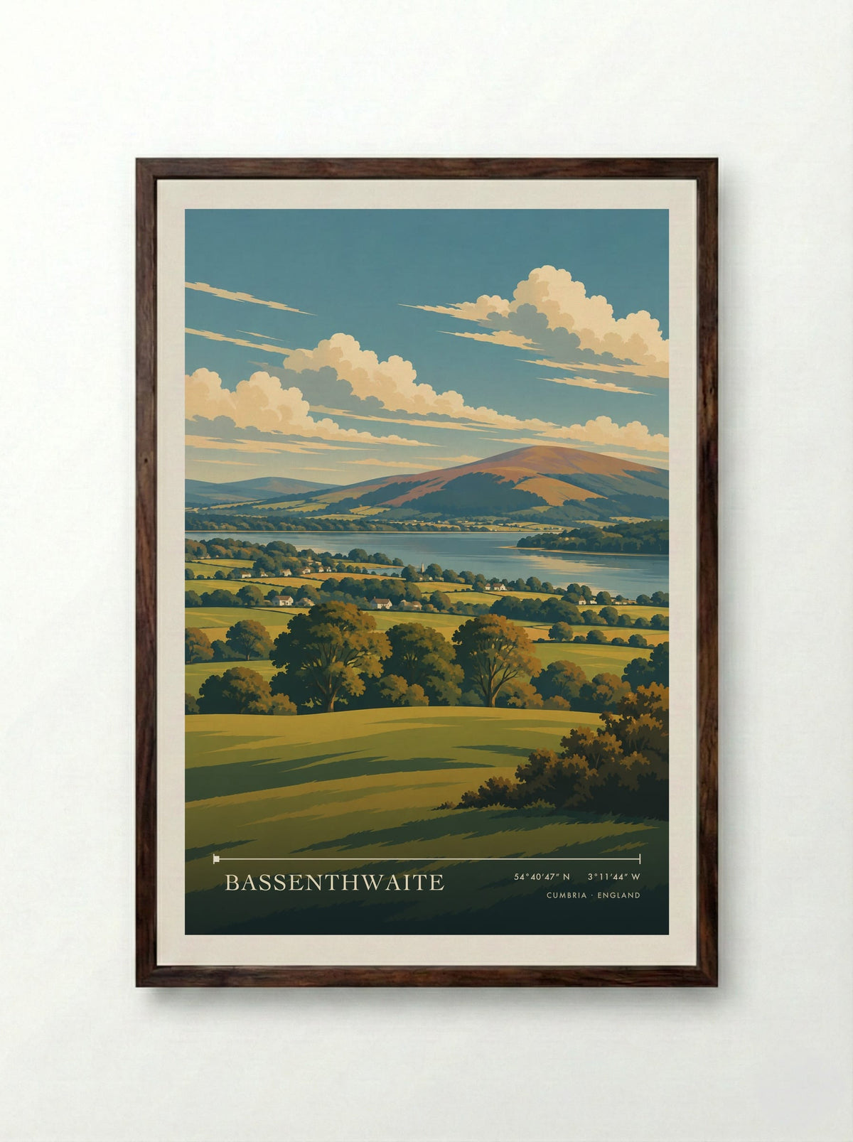 Bassenthwaite, Cumbria | Travel Poster - Framed Print Dark Wood
