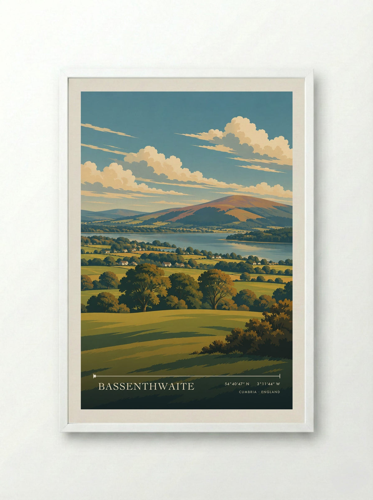 Bassenthwaite, Cumbria | Travel Poster - Framed Print White