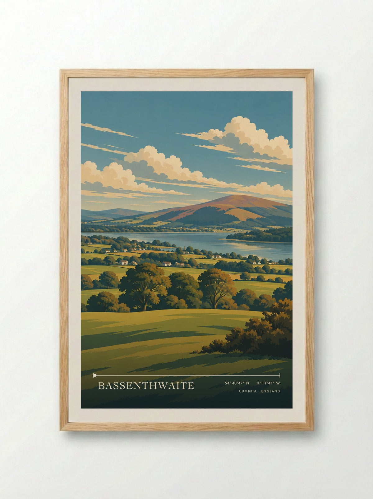 Bassenthwaite, Cumbria | Travel Poster - Framed Print Wood