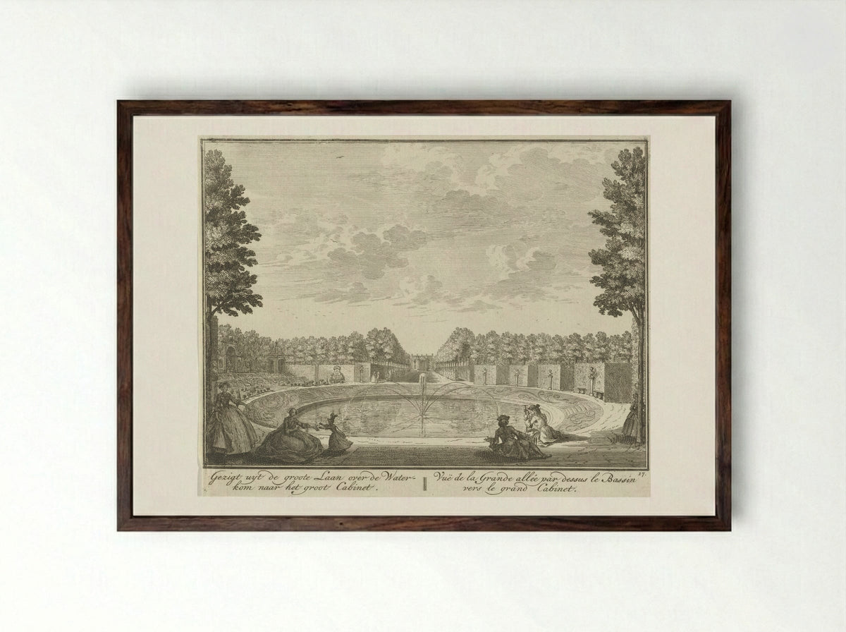 Bassin in de tuin van Huis ter Meer te Maarssen - Hendrik de Leth - Framed Print Dark Wood