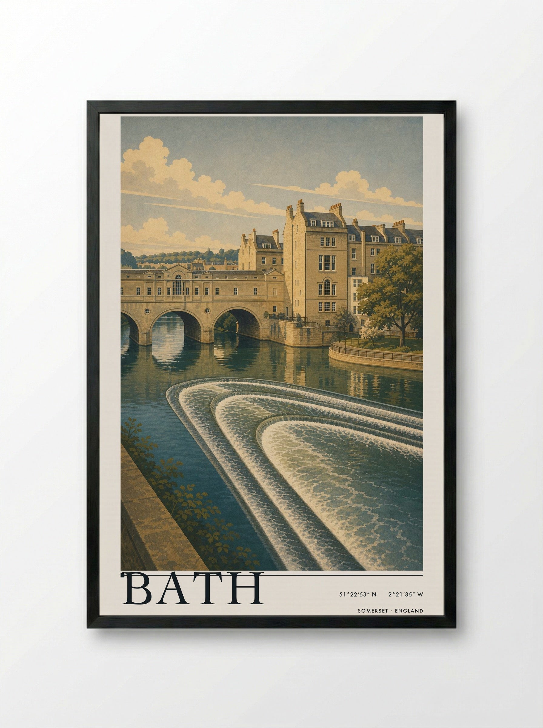 Bath Somerset England Travel Poster - Framed Print Black