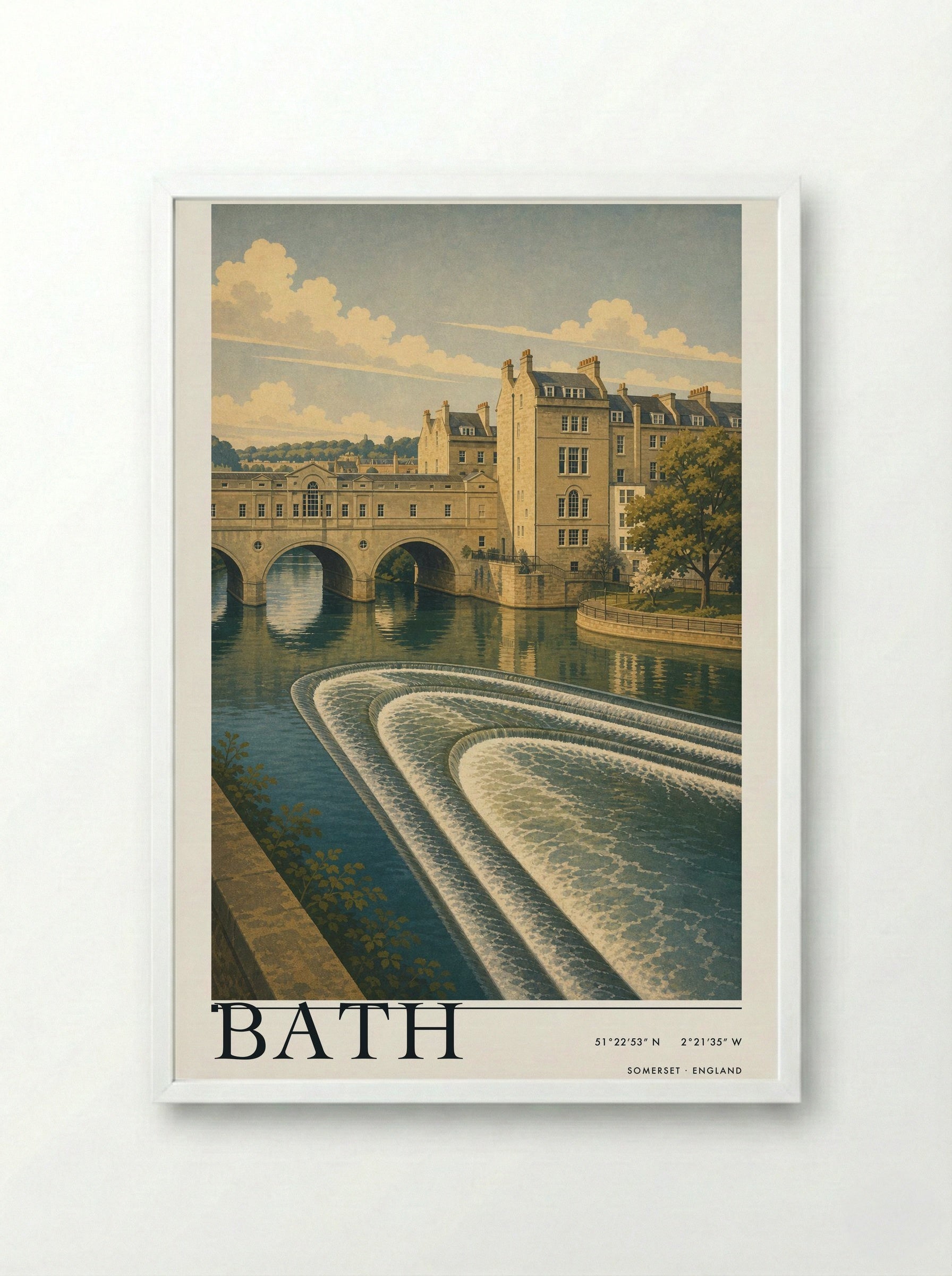 Bath Somerset England Travel Poster - Framed Print White