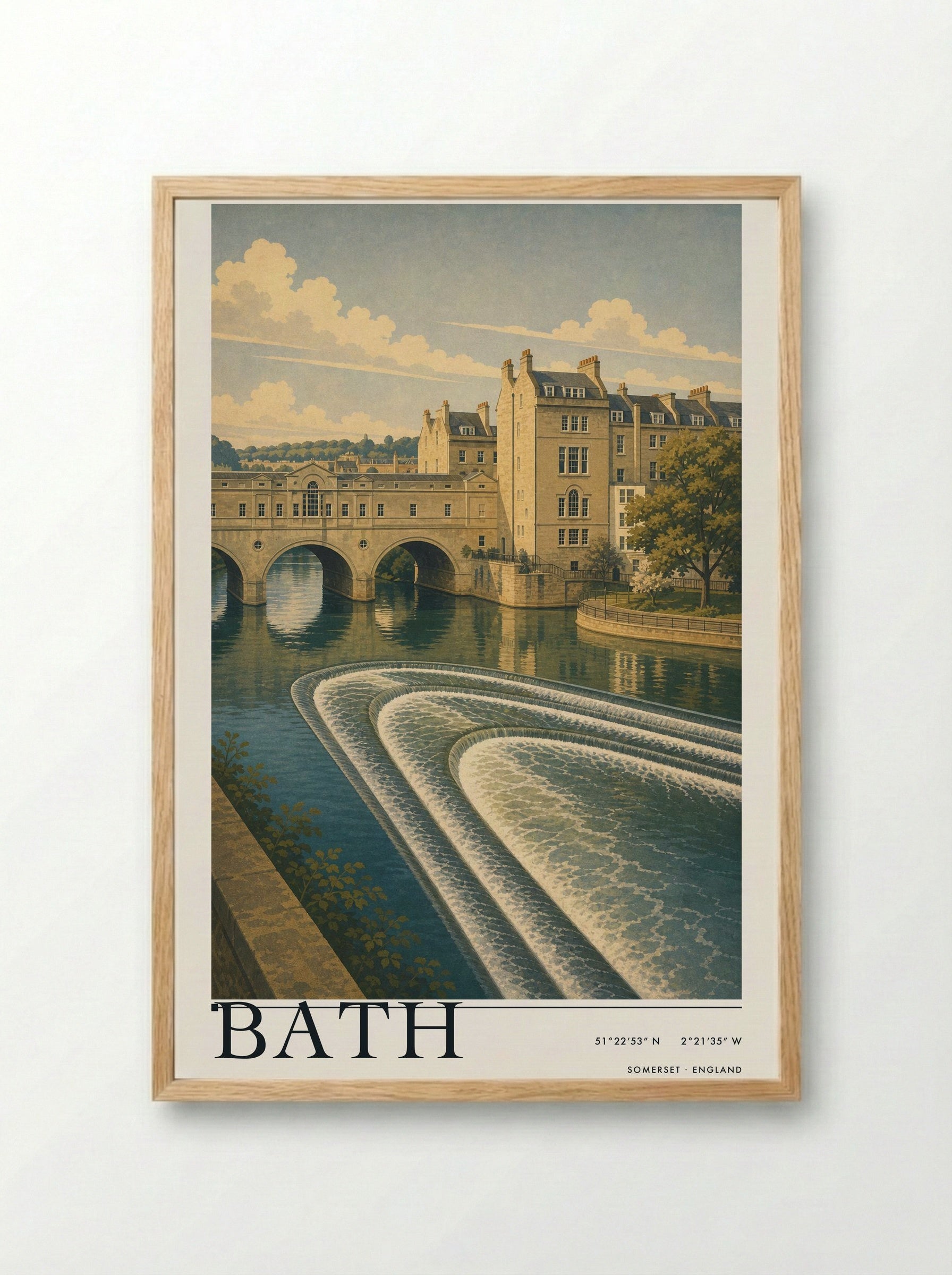 Bath Somerset England Travel Poster - Framed Print Wood