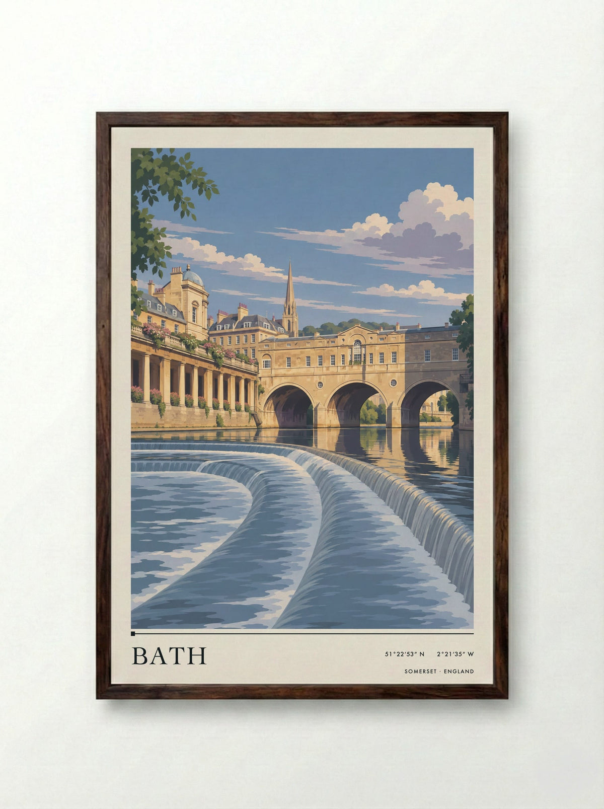 Bath, Somerset | Travel Poster - Framed Print Dark Wood