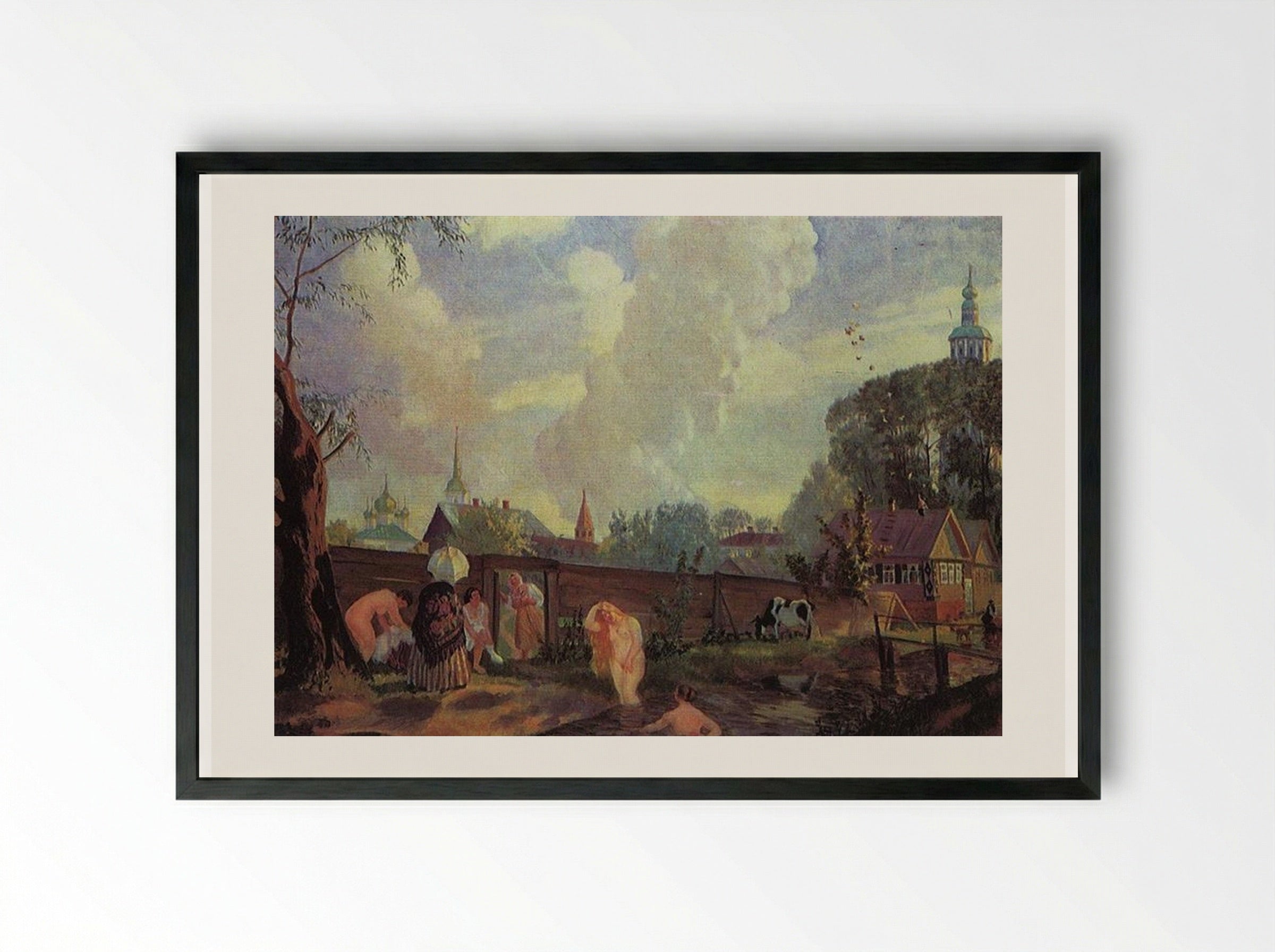 Bather - Boris Kustodiev - Framed Print Black