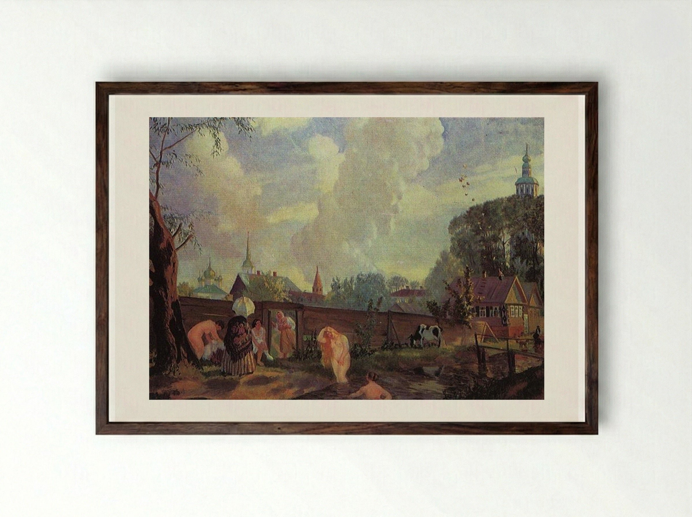 Bather - Boris Kustodiev - Framed Print Dark Wood