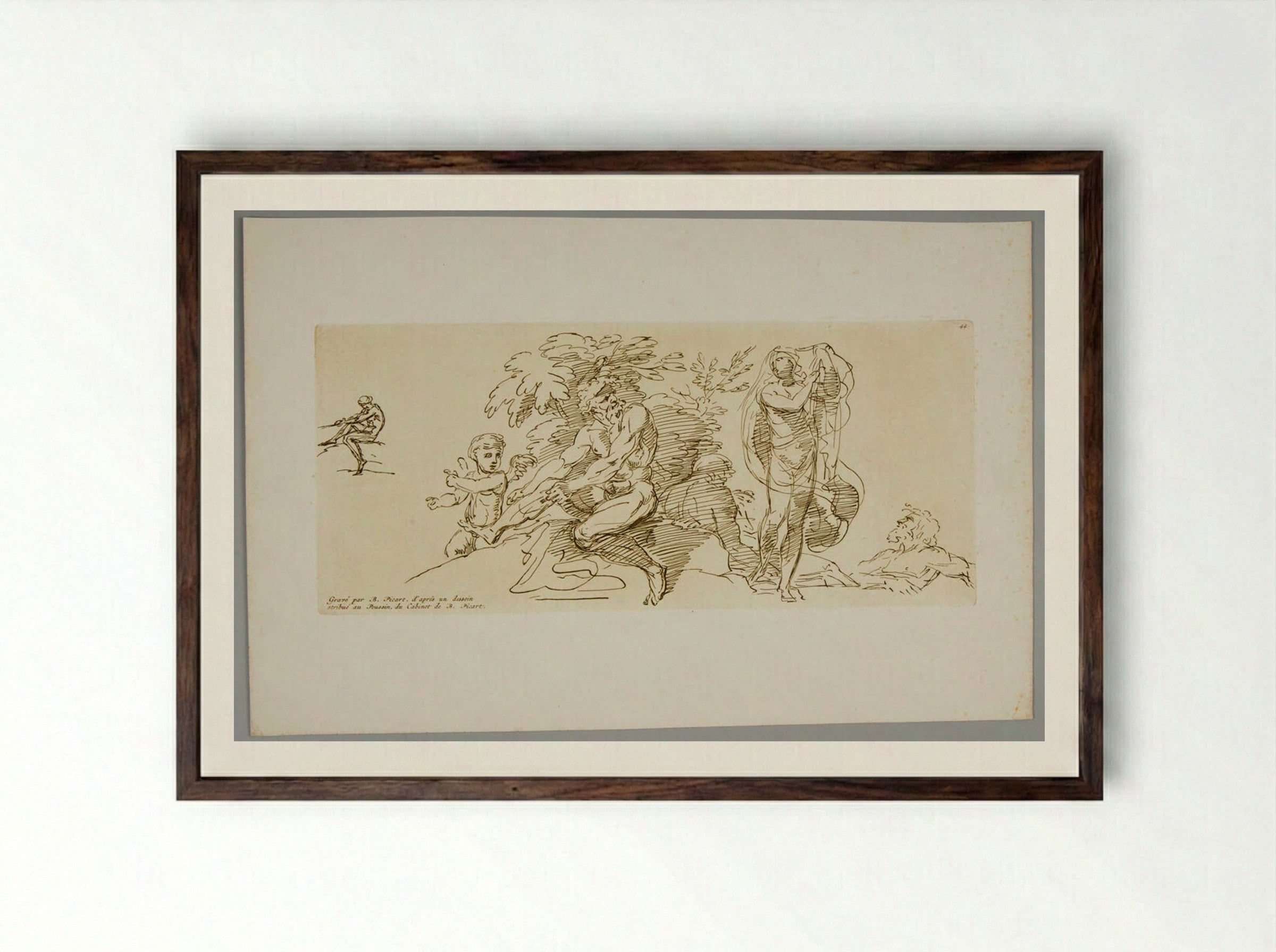 Bathers (After Poussin) - Bernard Picart - Framed Print Dark Wood