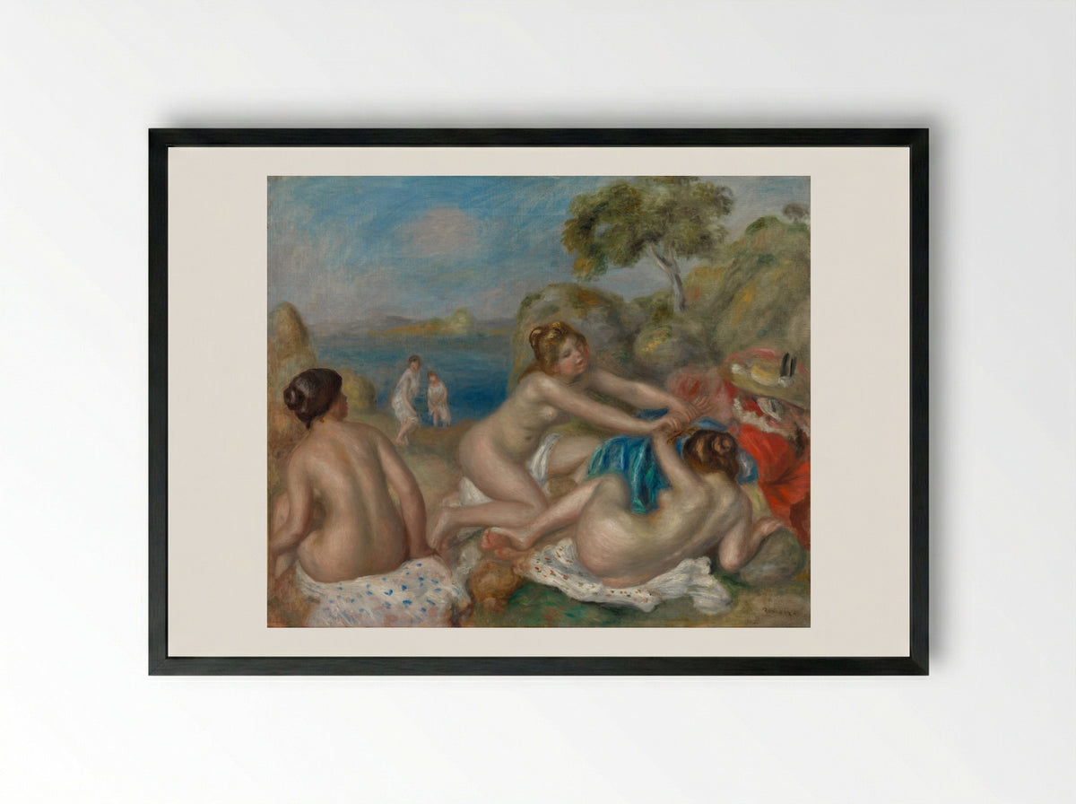 Bathers Playing with a Crab - Pierre-Auguste Renoir - Framed Print Black