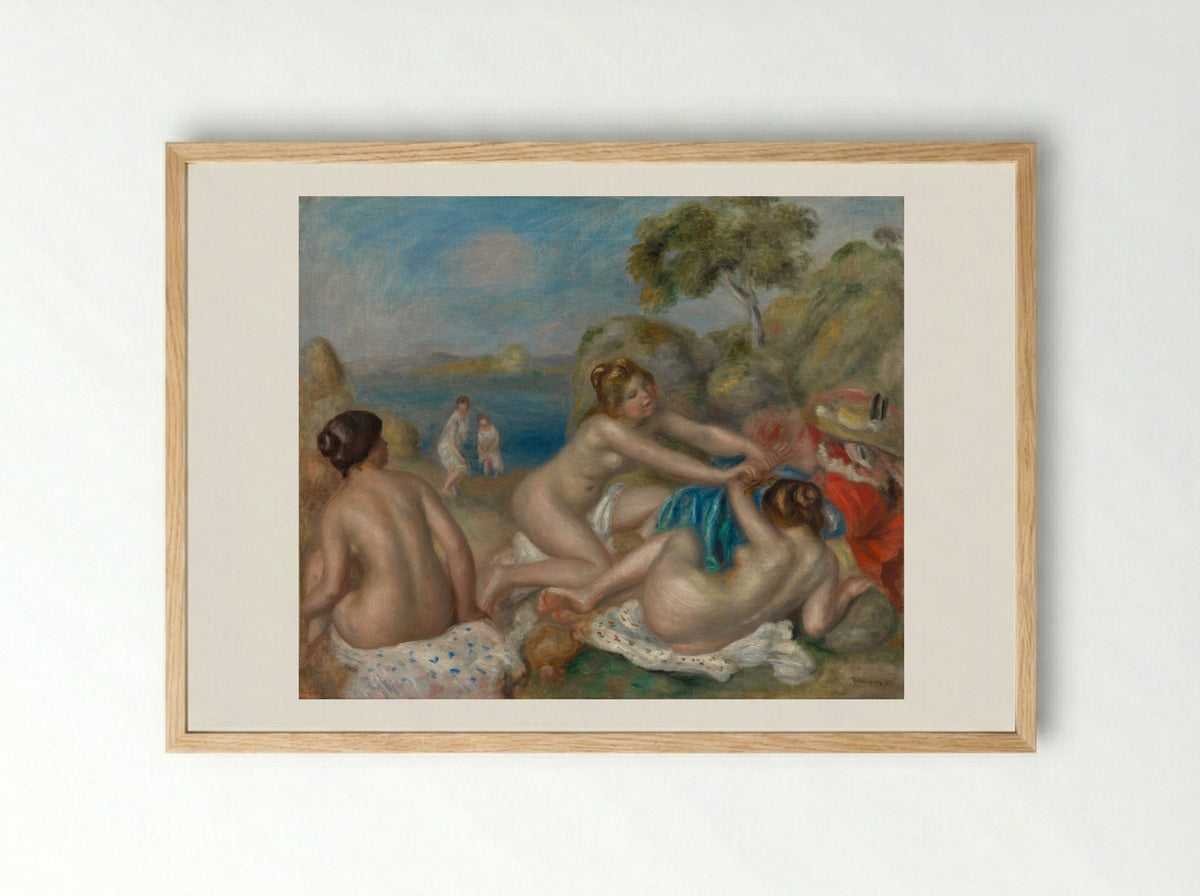 Bathers Playing with a Crab - Pierre-Auguste Renoir - Framed Print Wood