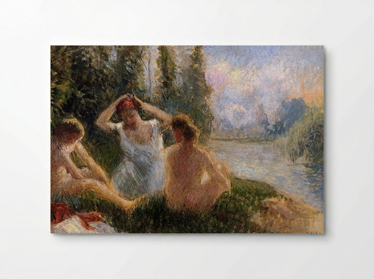 Bathers Seated on the Banks of a River - Camille Pissarro - Poster