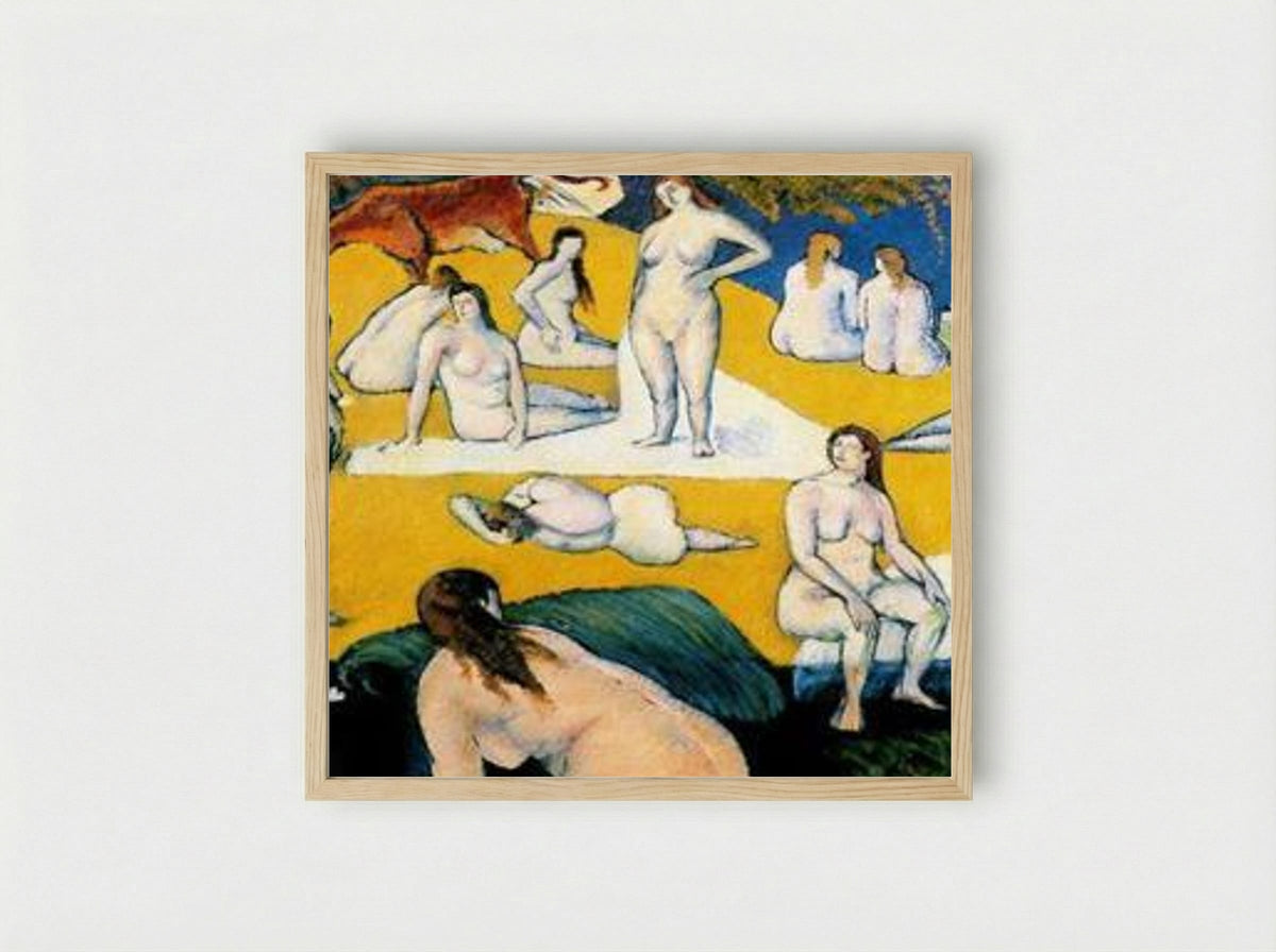 Bathers with Red Cow - Émile Bernard - Framed Print Wood