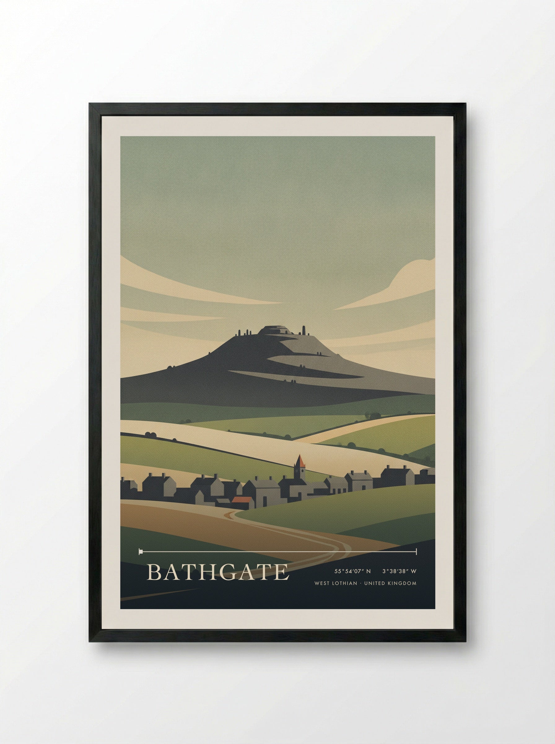 Bathgate West Lothian United Kingdom Travel Poster - Framed Print Black