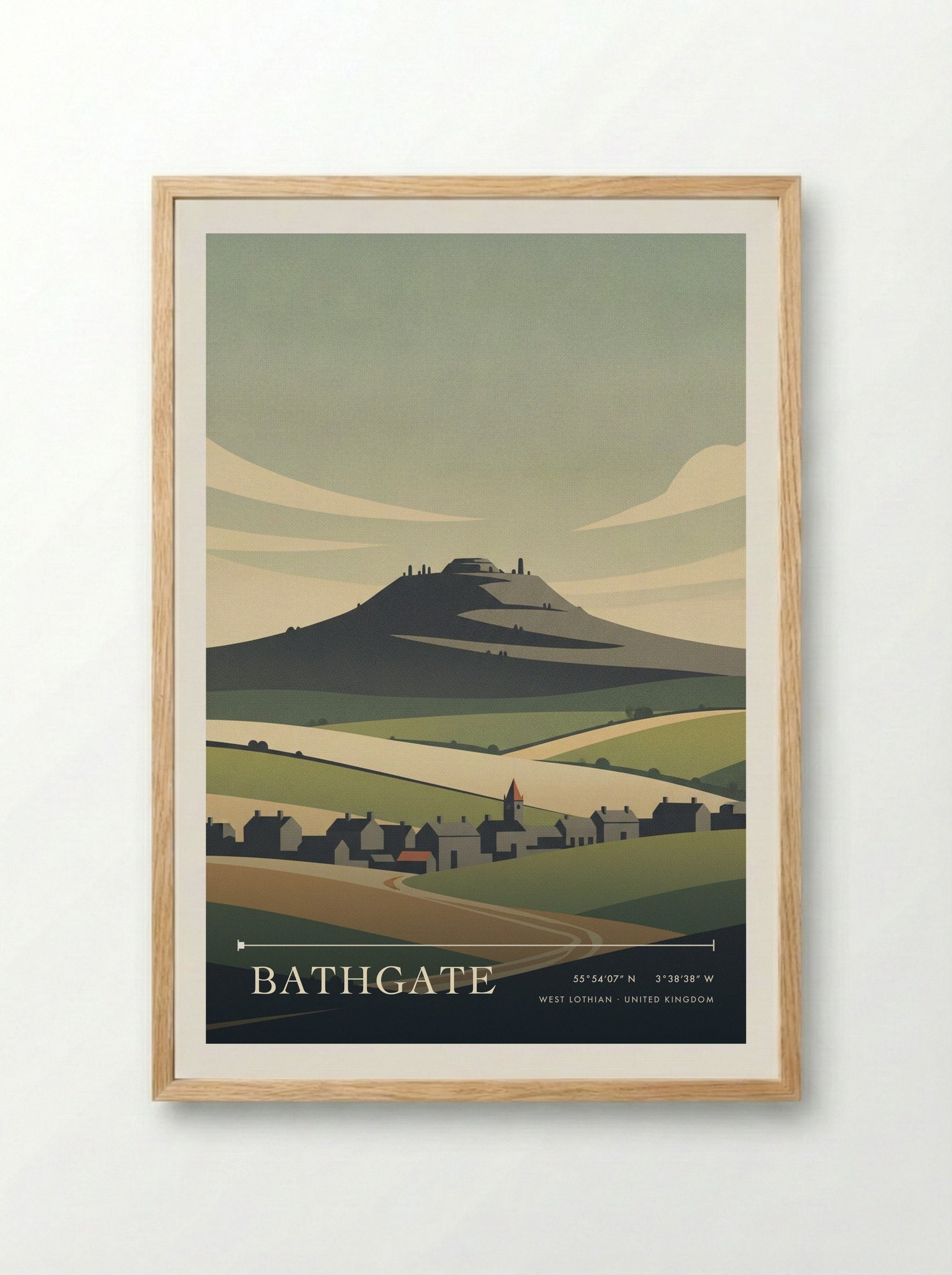 Bathgate West Lothian United Kingdom Travel Poster - Framed Print Wood