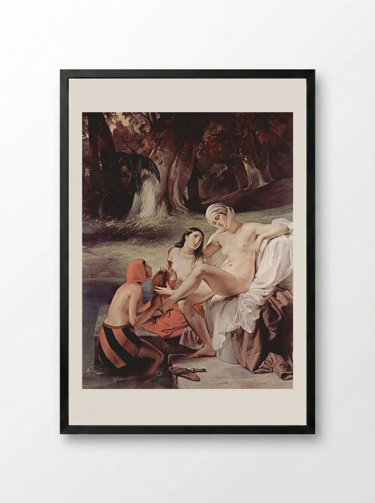 Bathing Bathsheba - Francesco Hayez - Framed Print Black