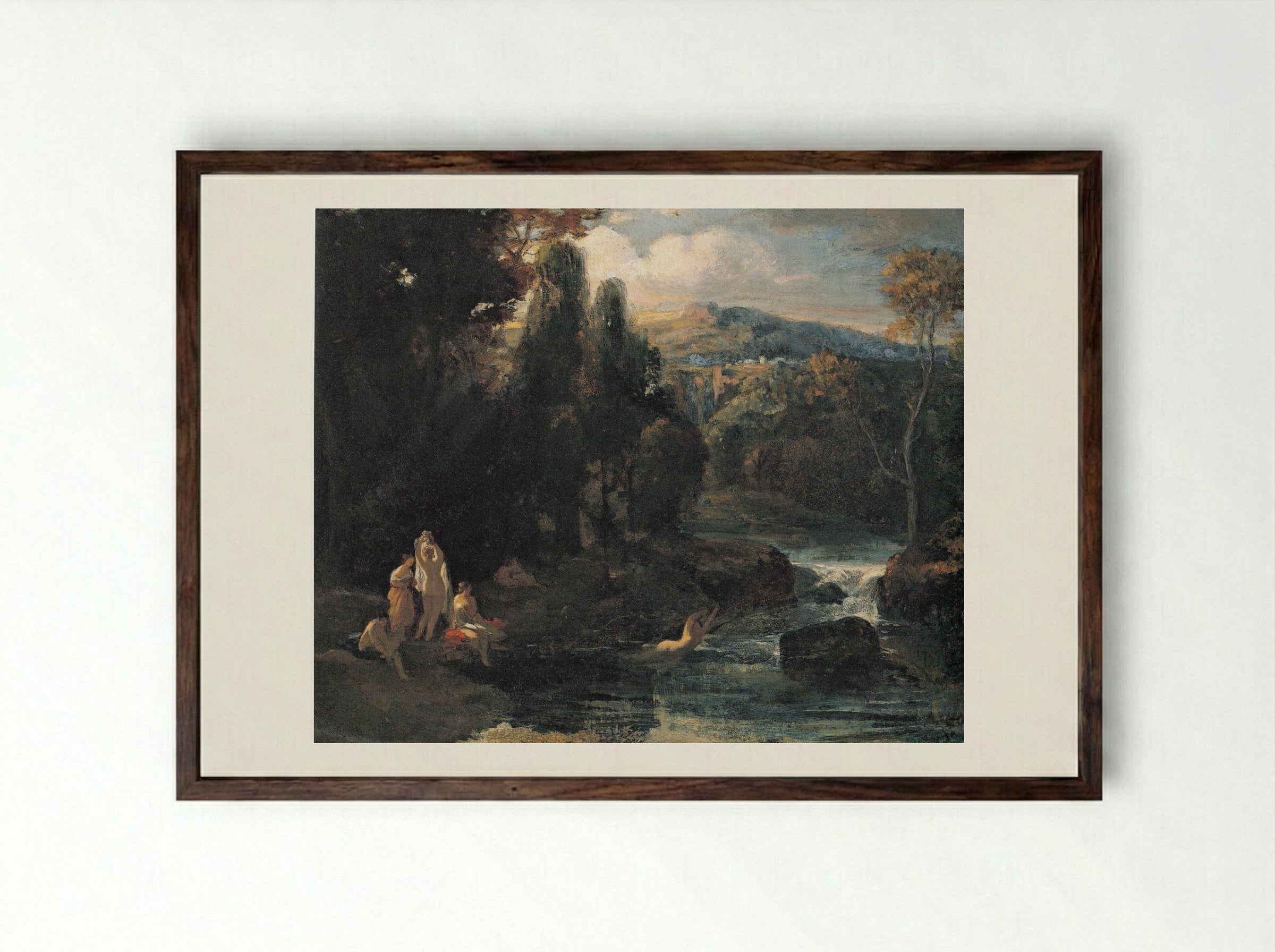 Bathing Nymphs - Carl Spitzweg - Framed Print Dark Wood