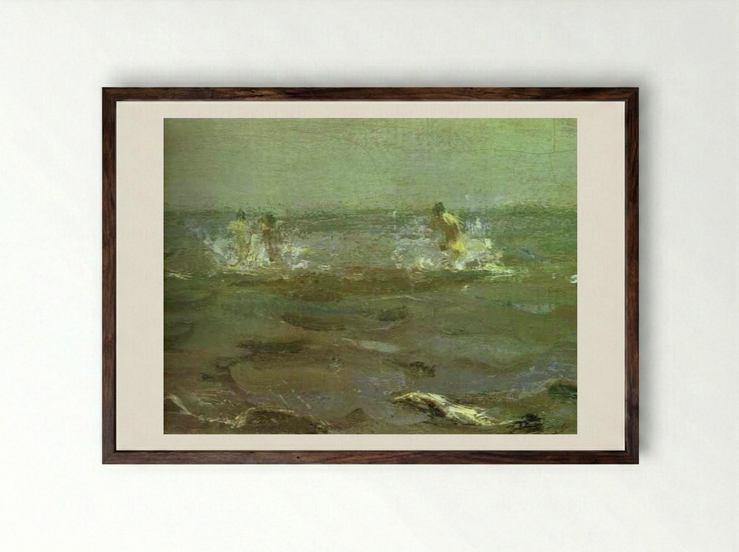 Bathing a Horse - Valentin Serov - Framed Print Dark Wood