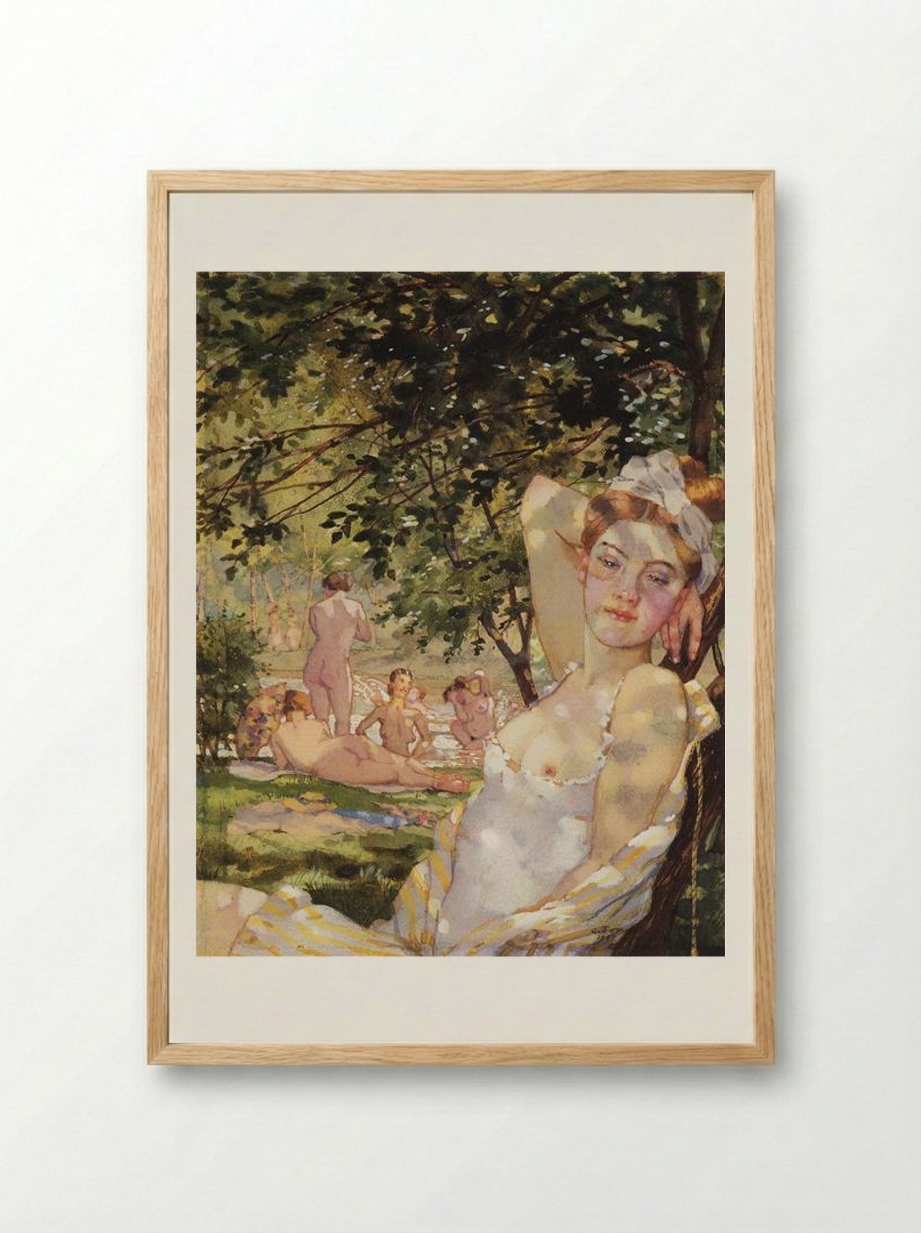 Bathings in the Sun - Konstantin Somov - Framed Print Wood