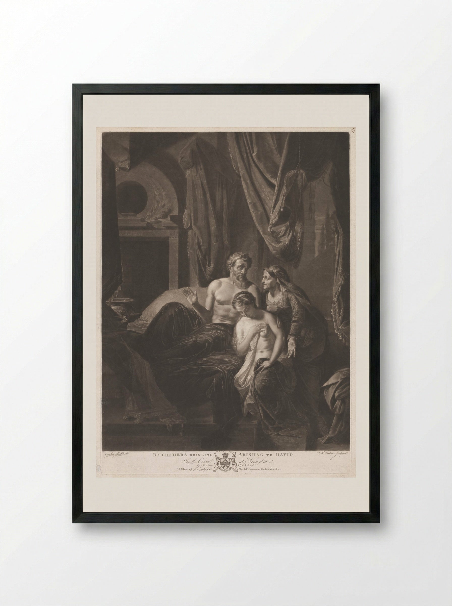 Bathsheba Bringing Abishag to David - Richard Earlom - Framed Print Black