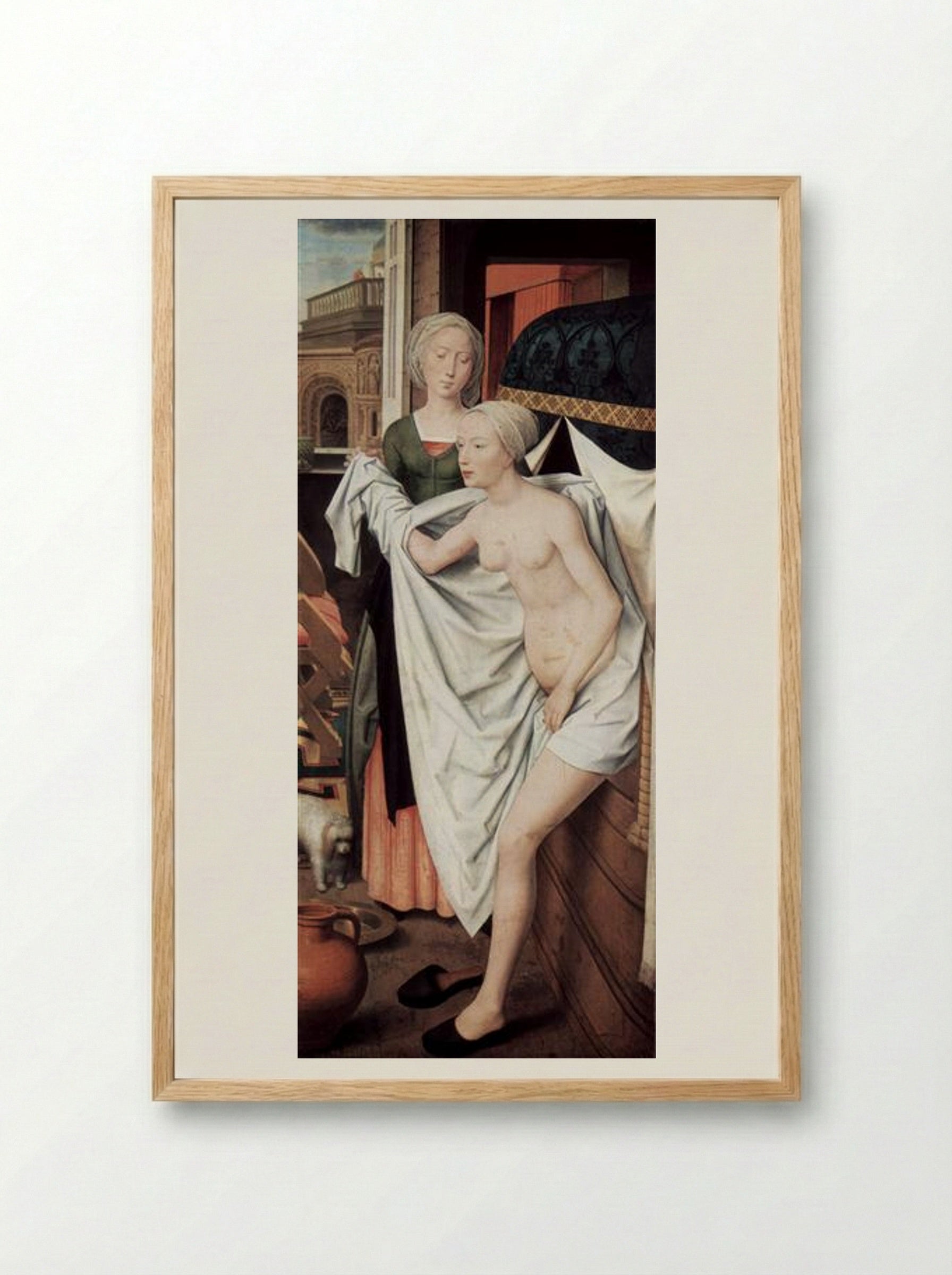 Bathsheba at her Bath - Hans Memling - Framed Print Wood