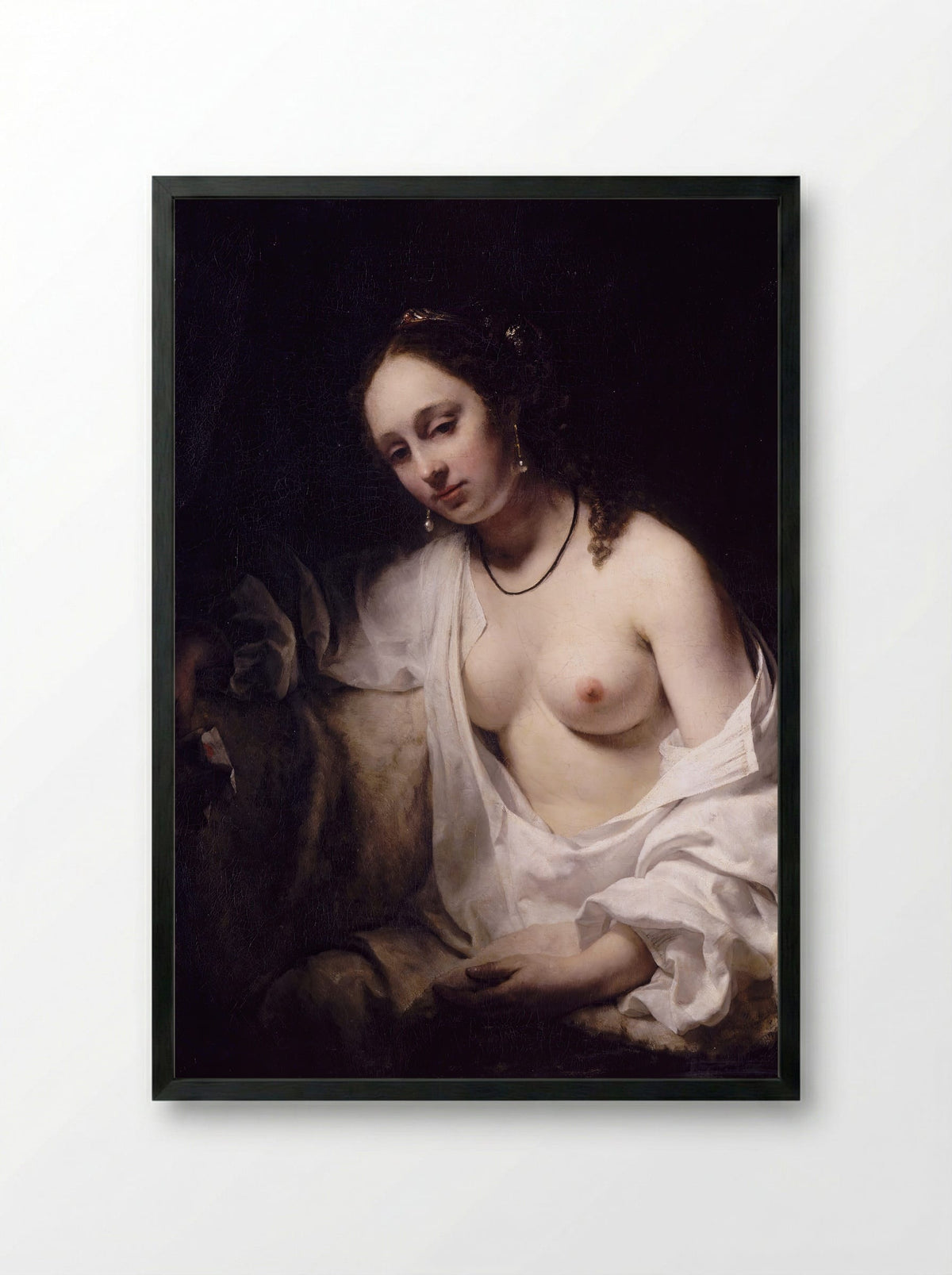 Bathsheba with King David's Letter - Willem Drost - Framed Print Black