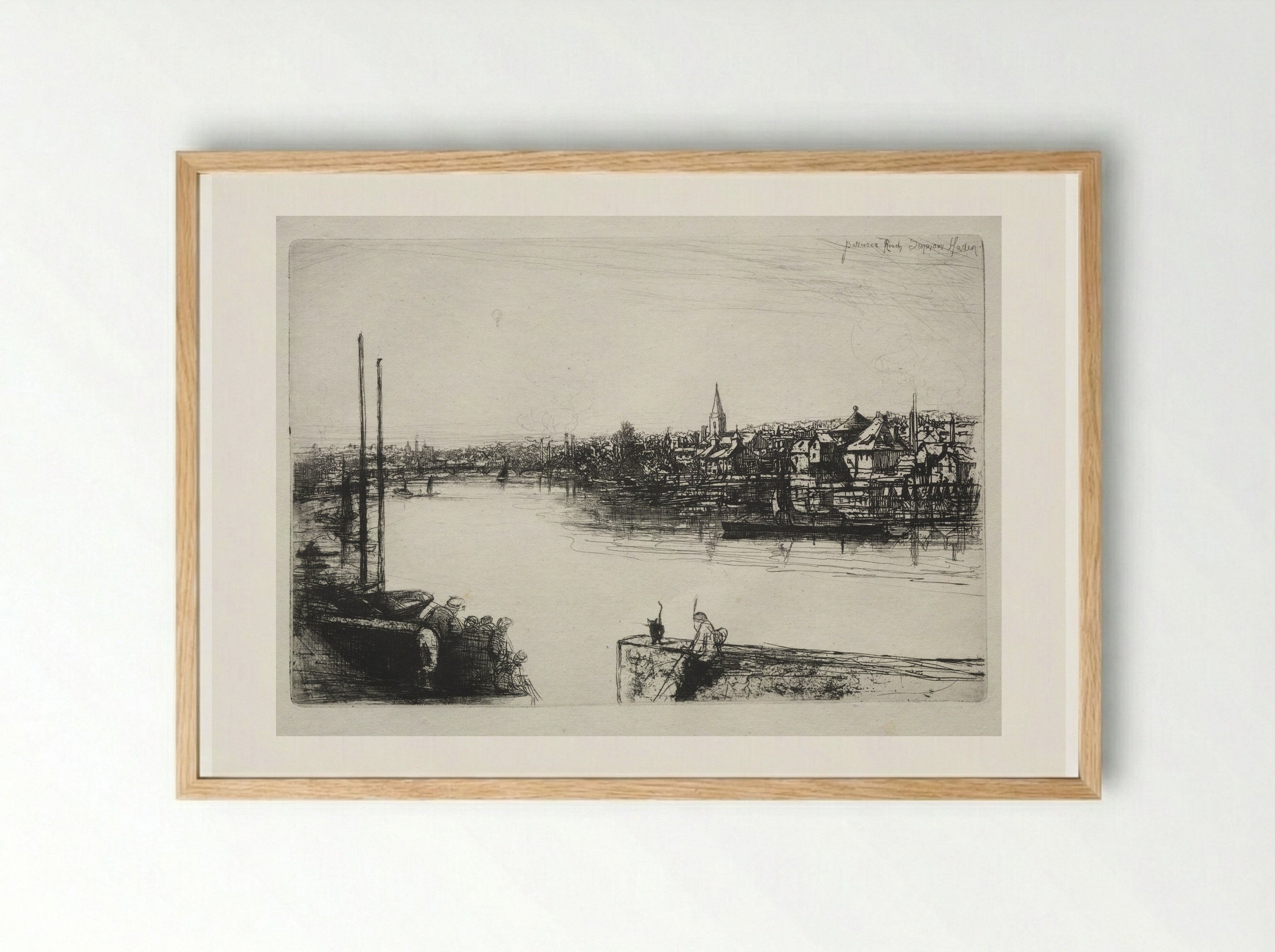 Battersea Reach - Francis Seymour Haden - Framed Print Wood