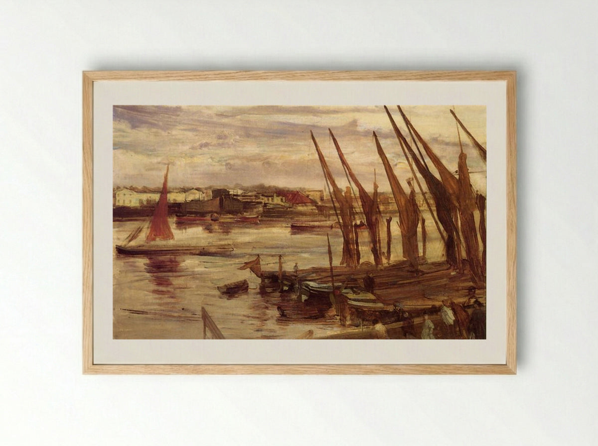 Battersea Reach - James McNeill Whistler - Framed Print Wood