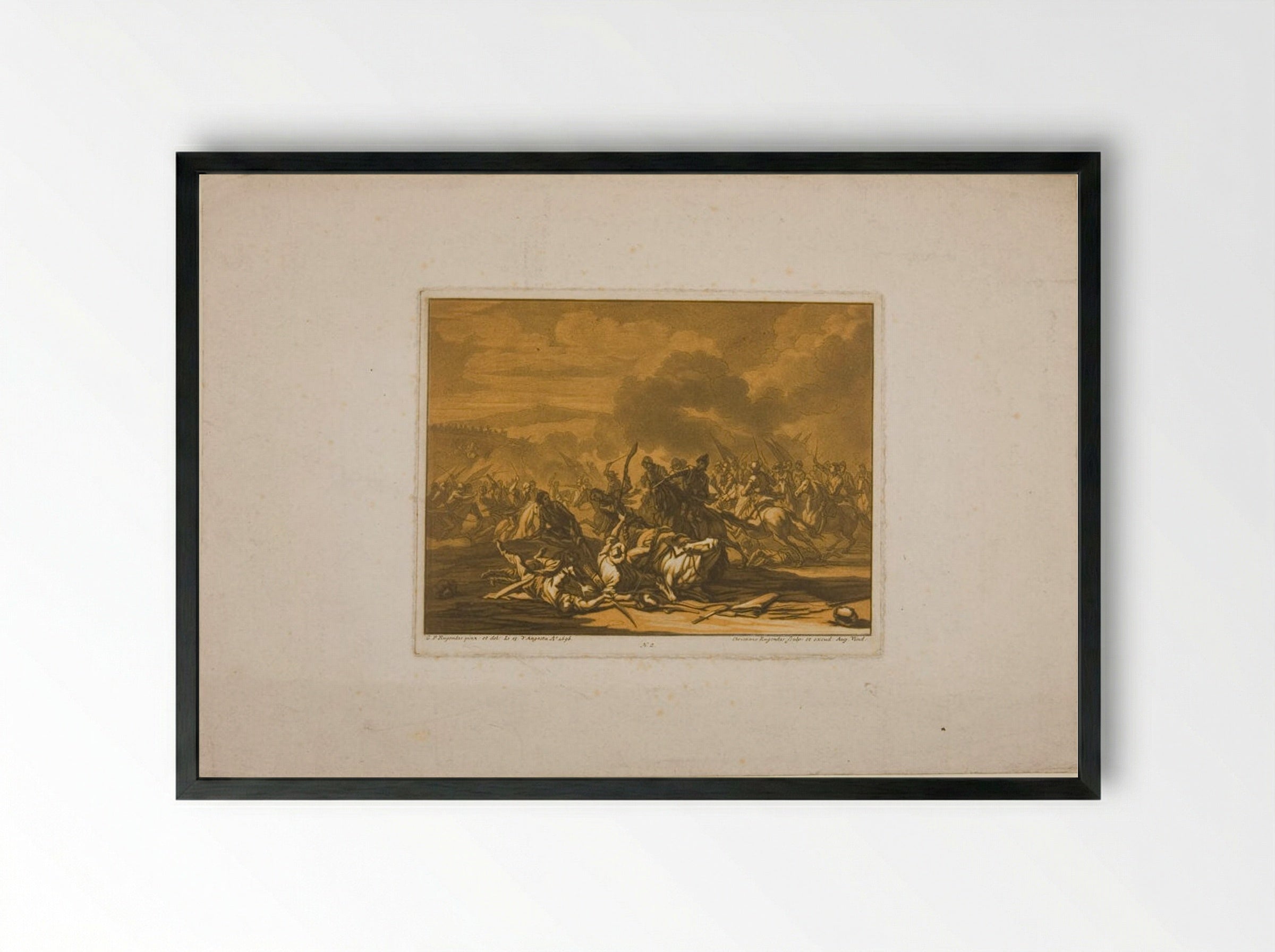 Battle Scene - Johann Christian Rugendas - Framed Print Black