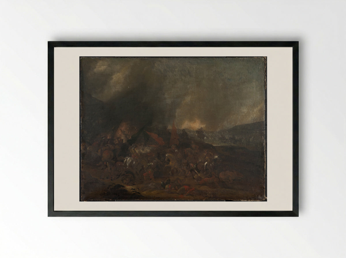 Battle Scene - Johann Philipp Lemke - Framed Print Black