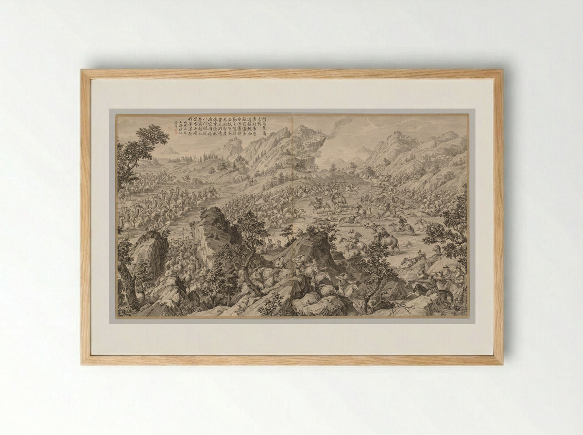 Battle at A'erchu'er - Jean Damascene Sallusti - Framed Print Wood