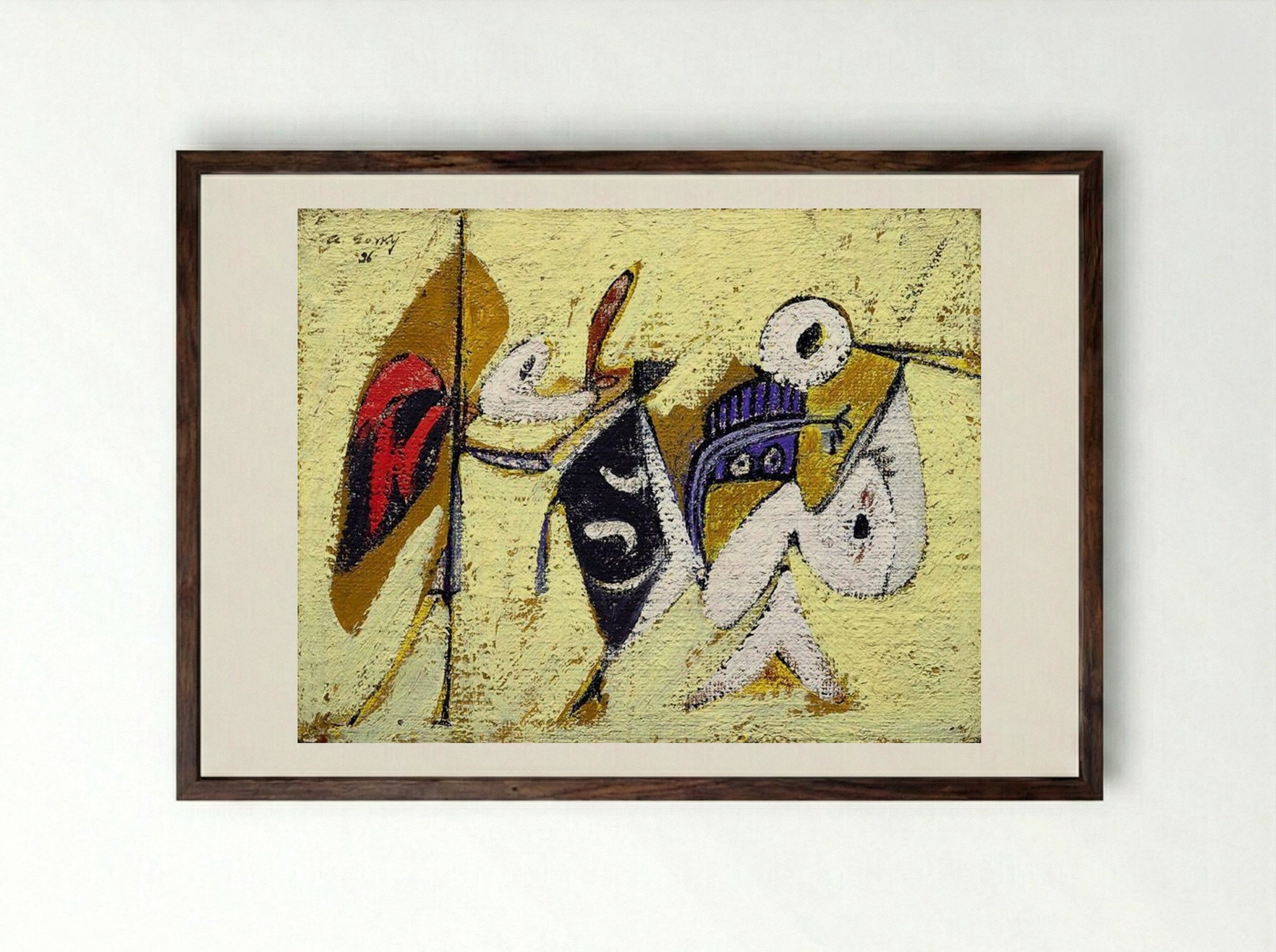 Battle at Sunset with the God of Maize (Composition No. 1) - Arshile Gorky - Framed Print Dark Wood
