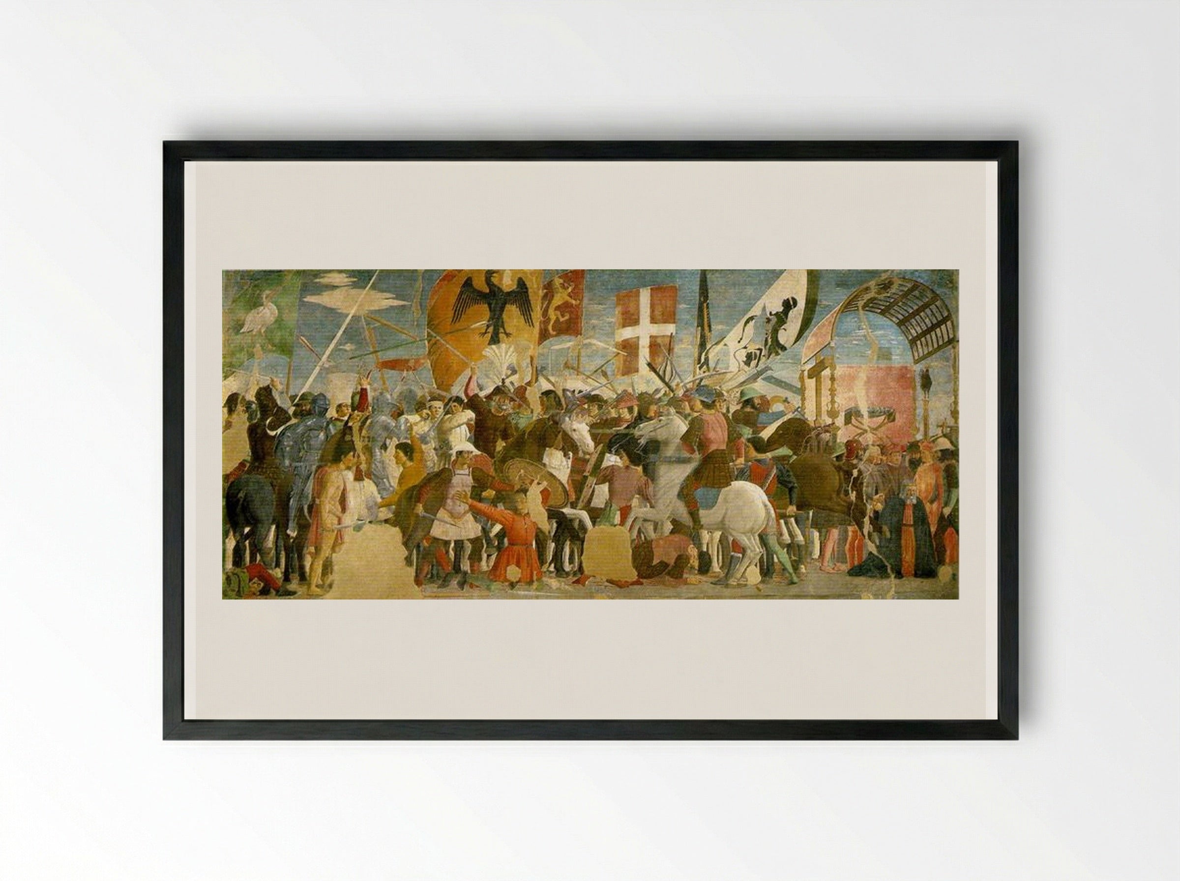 Battle between Heraclius and Chosroes - Piero della Francesca - Framed Print Black